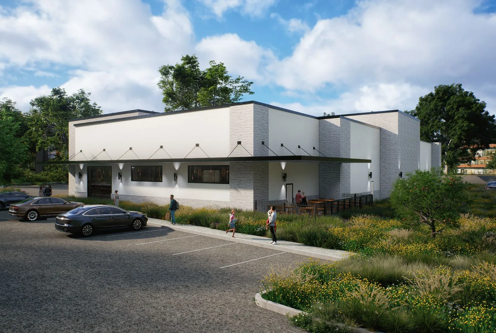 North exterior perspective with landscaping