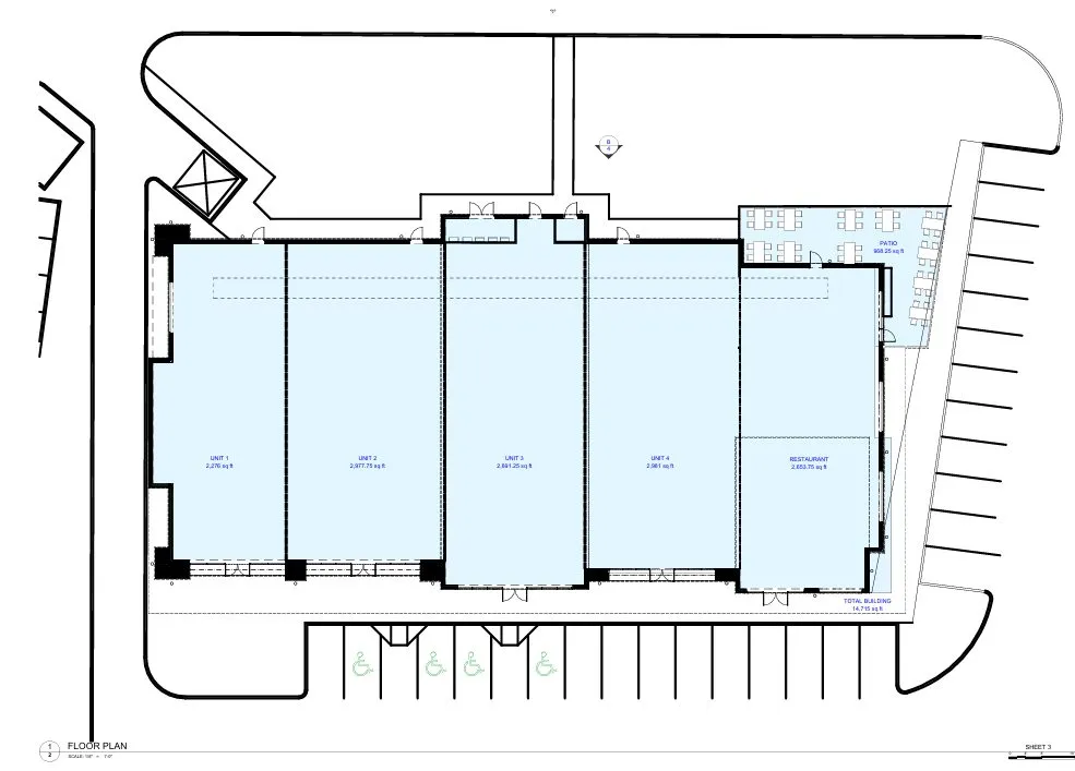 Working 3D model and camera composition for the flex building