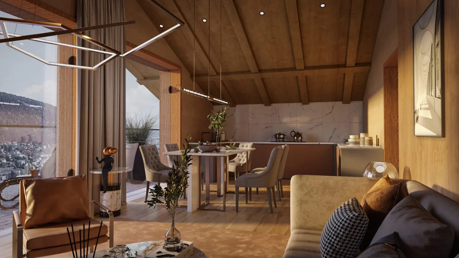 Modern Apartment Interior Rendering — residential architectural visualization, view 1