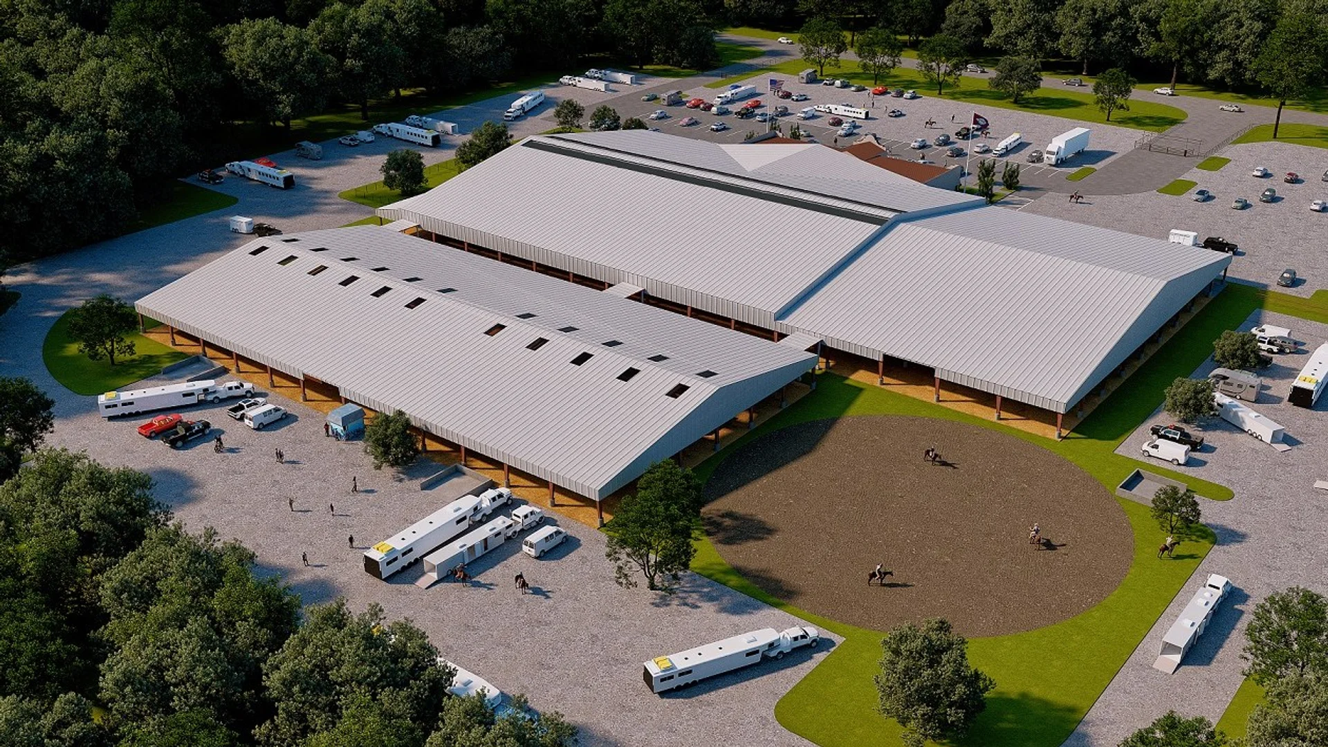 Equestrian Arena Facility — residential 3D rendering by Praxis Studio