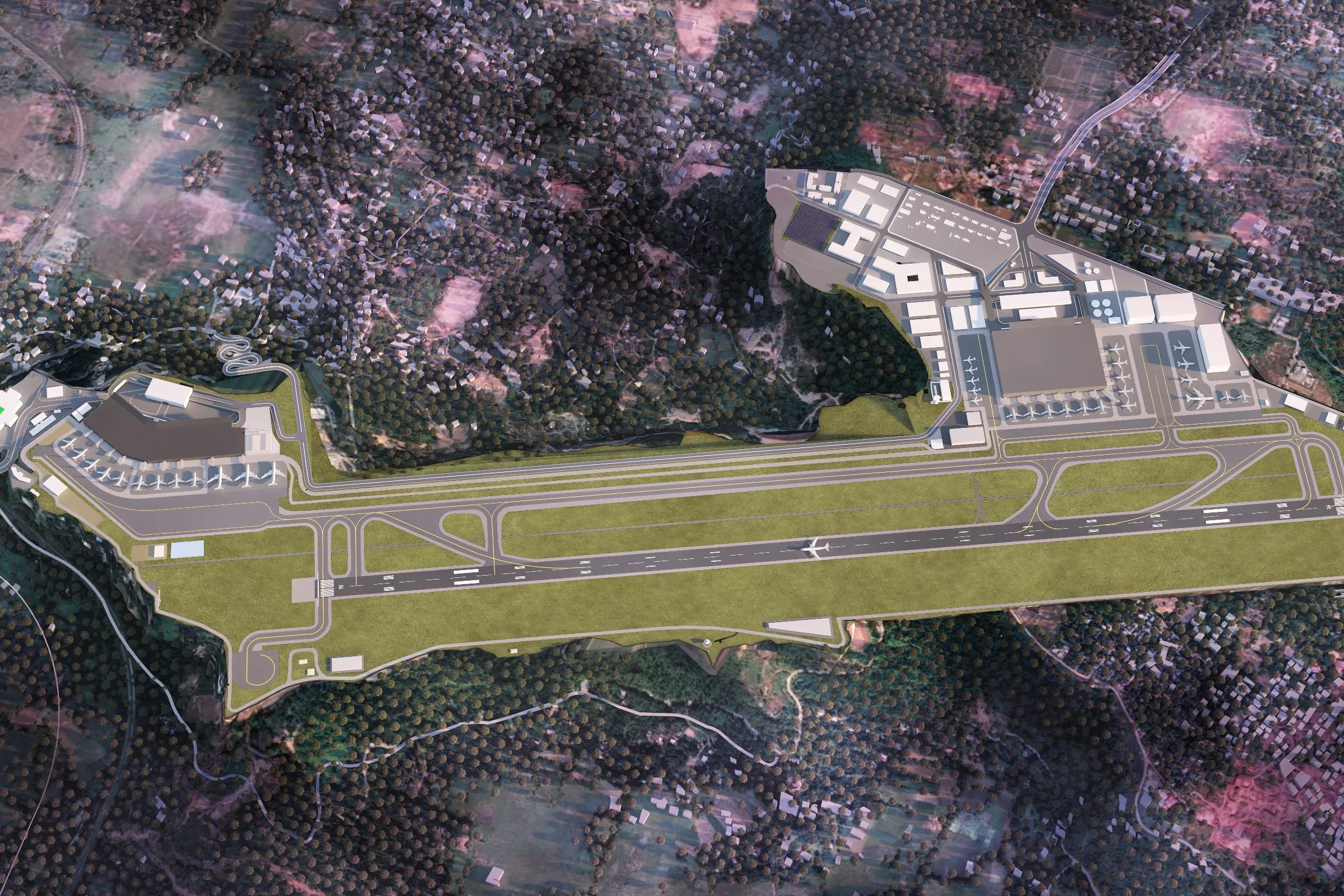 Airport Master Plan — mixed-use 3D rendering by Praxis Studio