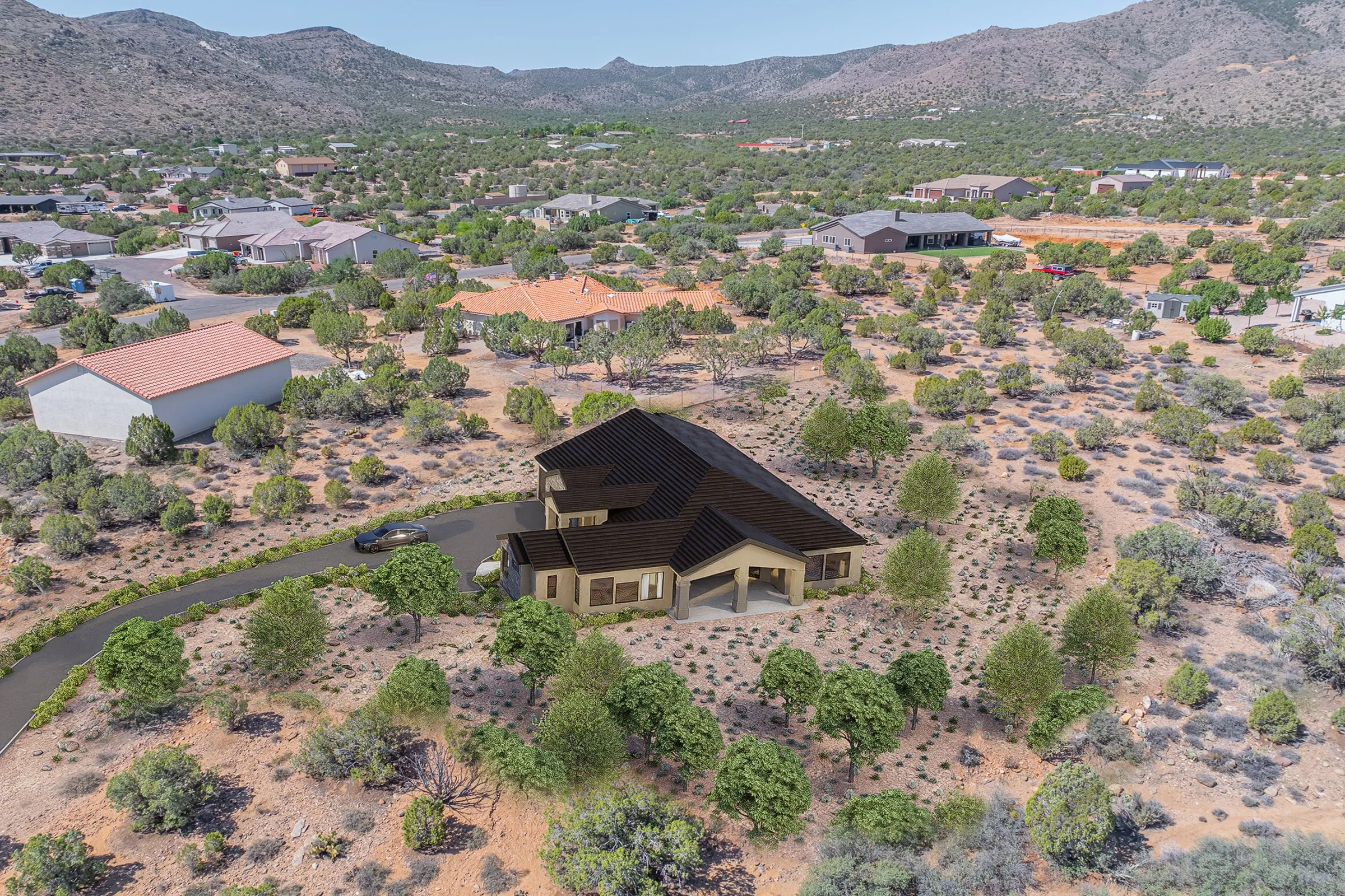 Desert Hillside Residence — mixed-use 3D rendering by Praxis Studio