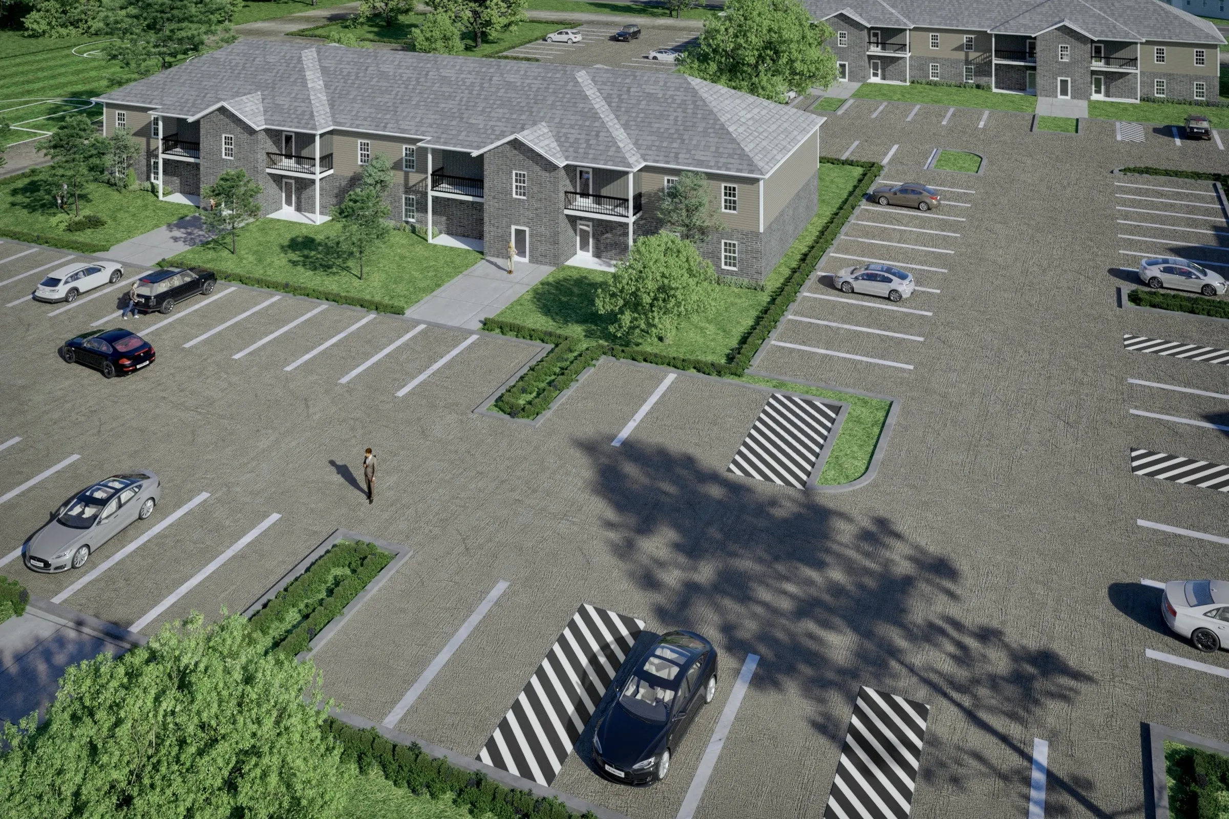 Garden Apartment Complex — mixed-use 3D rendering by Praxis Studio