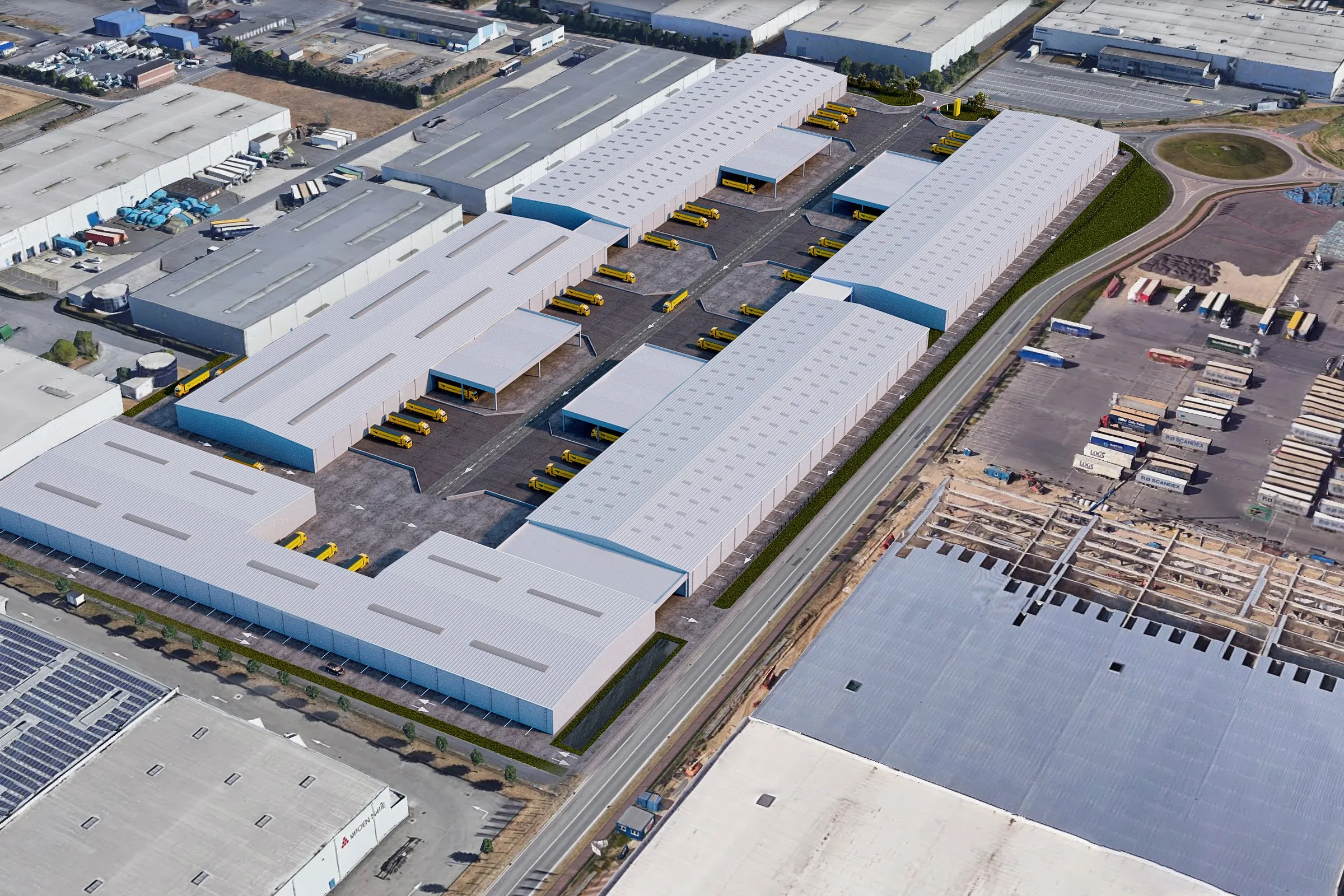 Industrial Logistics Park Alt View — mixed-use 3D rendering by Praxis Studio