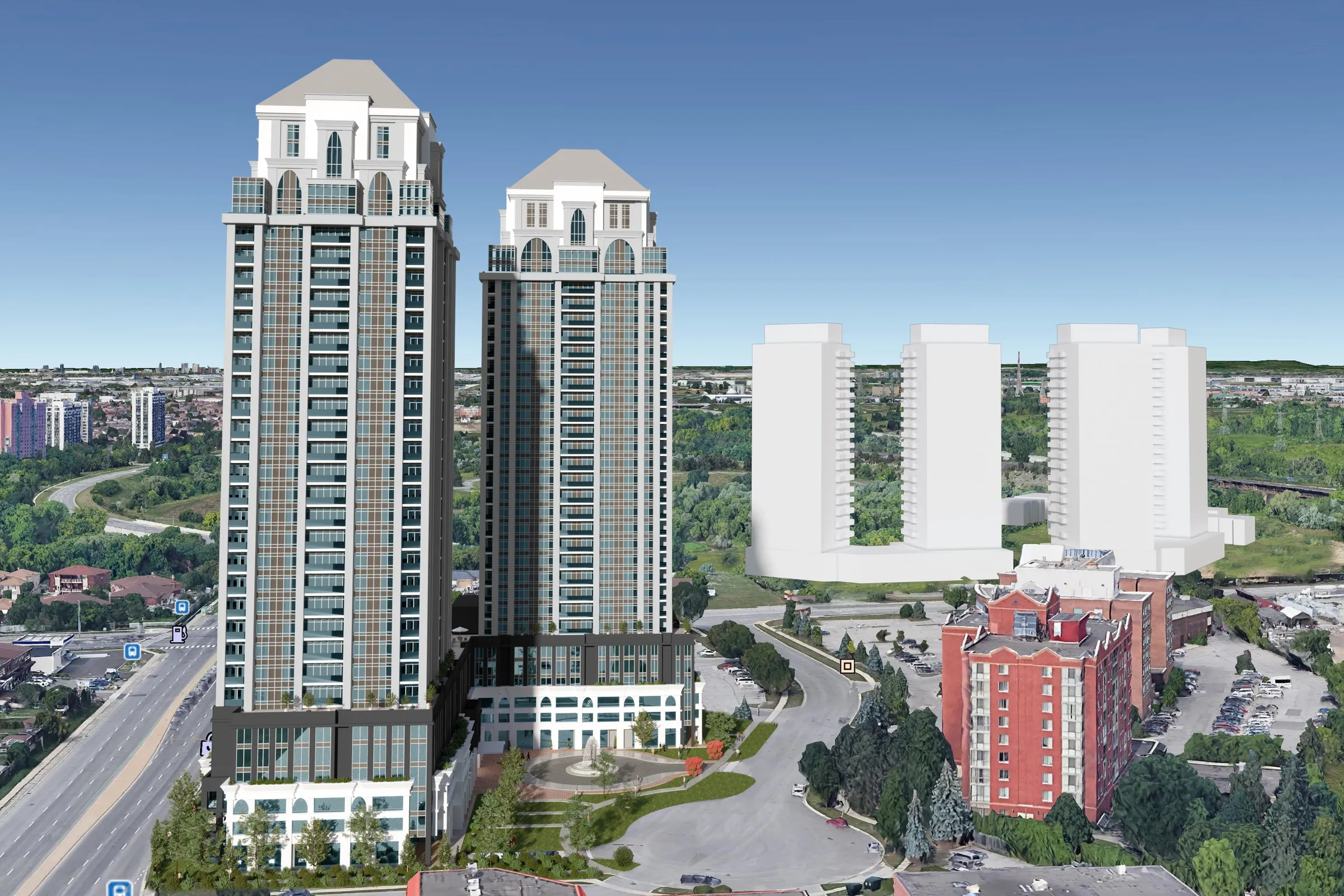 Luxury Twin Tower Development — mixed-use 3D rendering by Praxis Studio