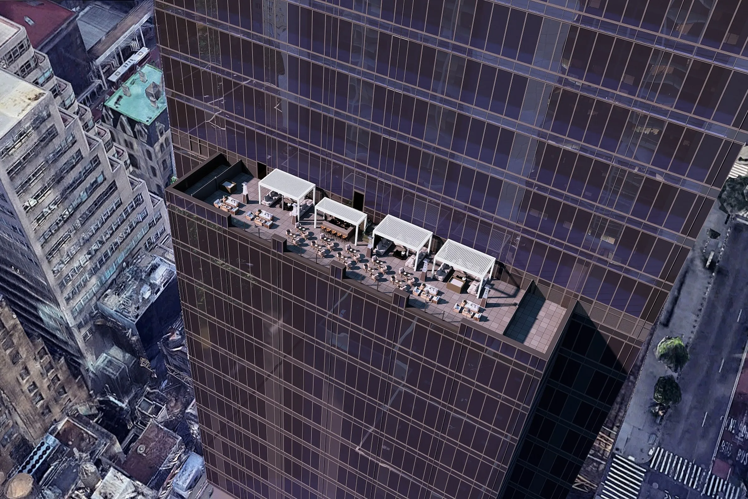 Manhattan Rooftop Terrace — mixed-use 3D rendering by Praxis Studio
