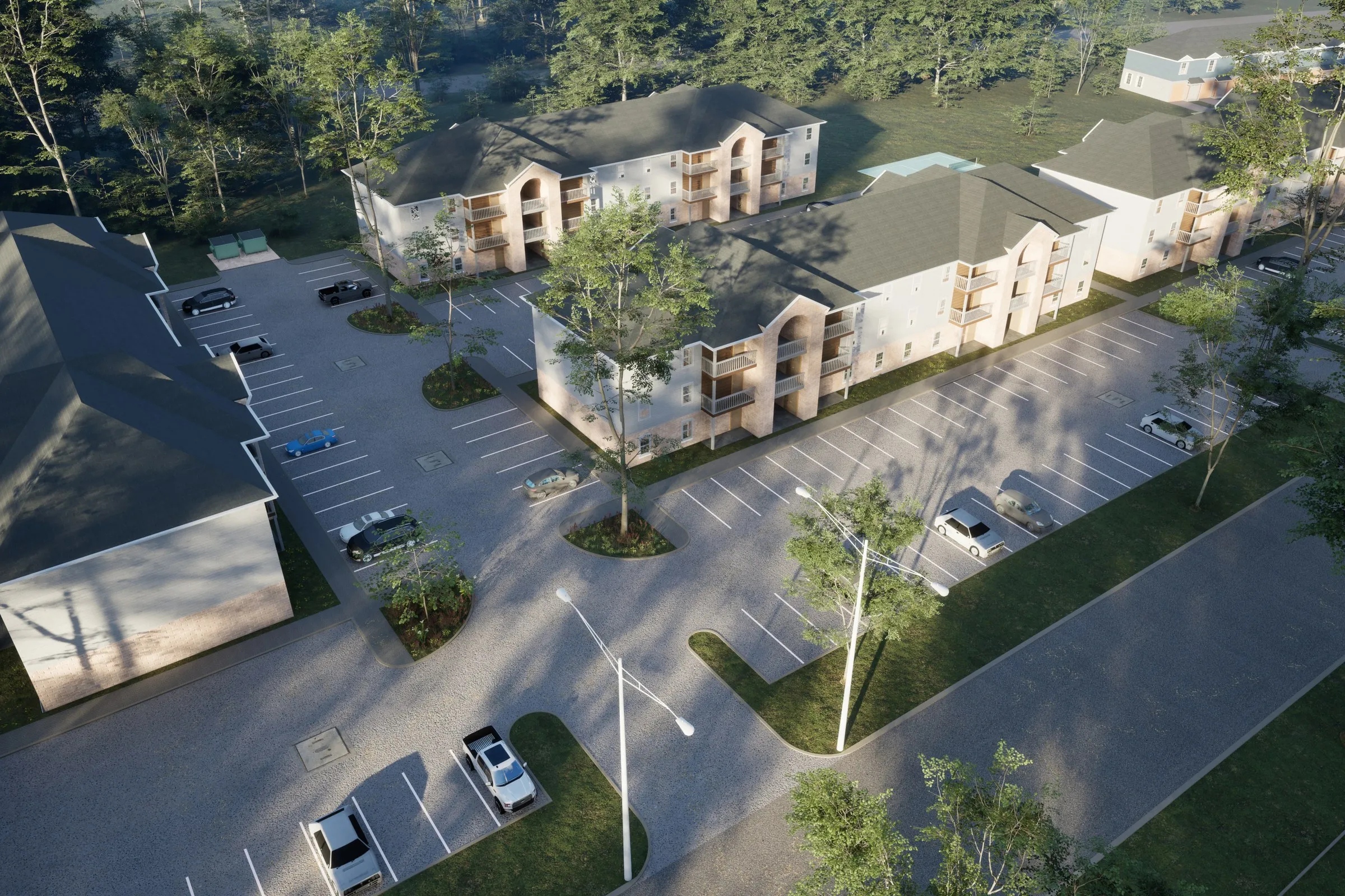 Rg Garden Apartment Community — mixed-use 3D rendering by Praxis Studio