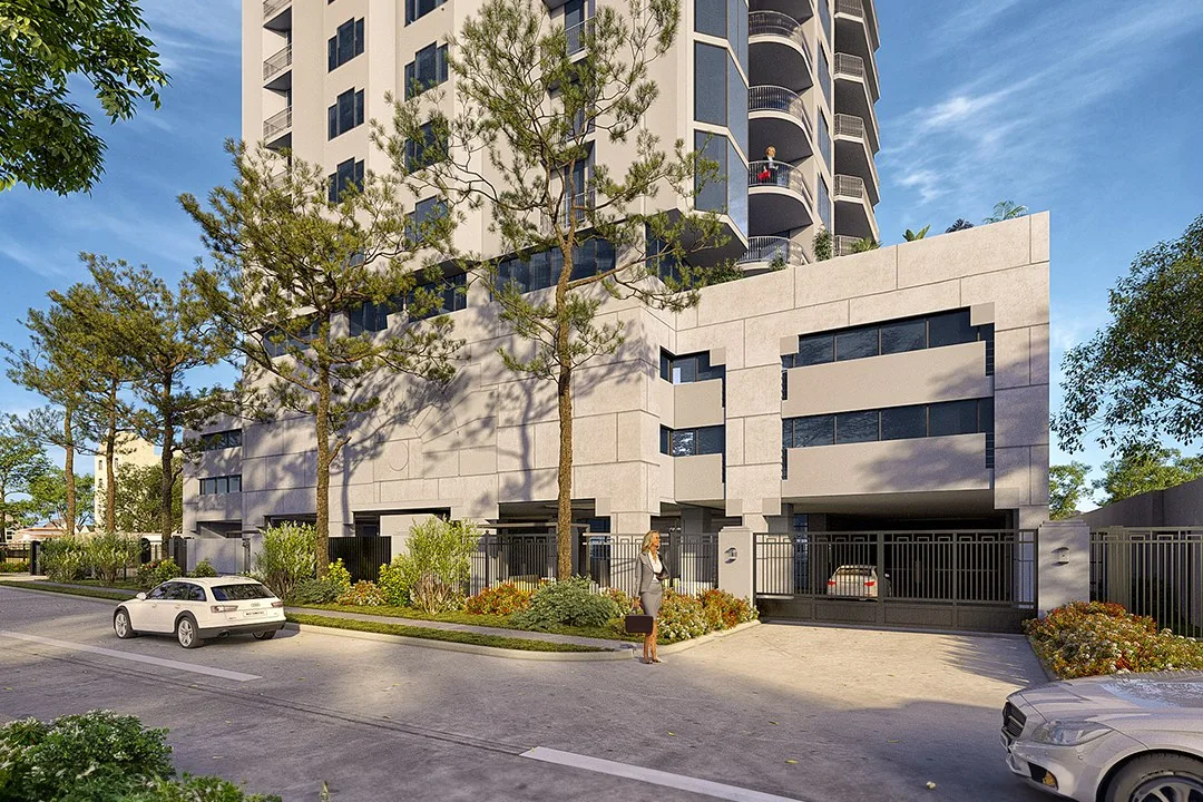 Suburban Residential Tower — mixed-use architectural visualization, view 1