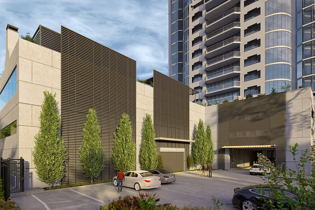 Suburban Residential Tower — mixed-use architectural visualization, view 2