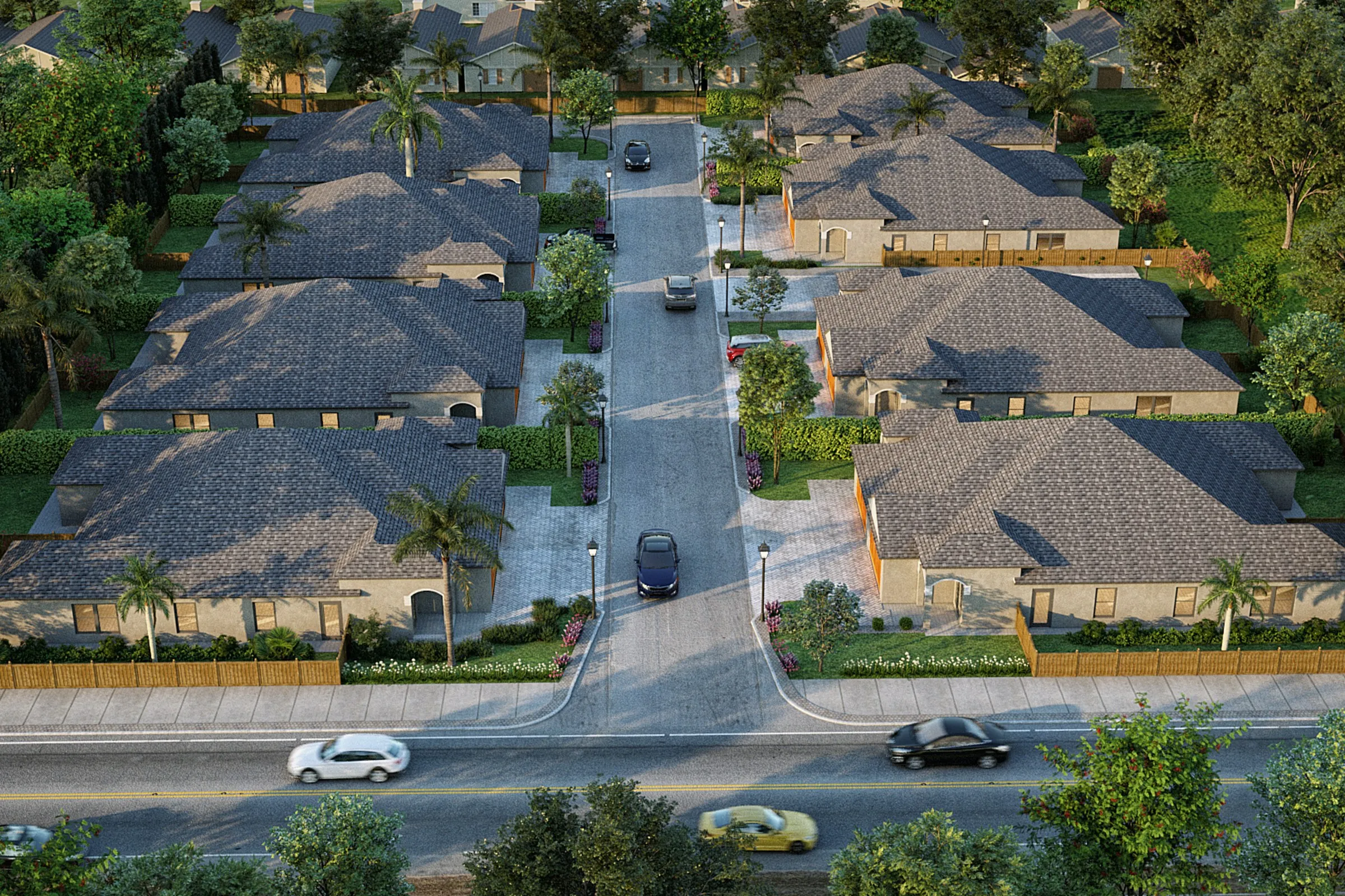 Suburban Single Family Community — mixed-use 3D rendering by Praxis Studio