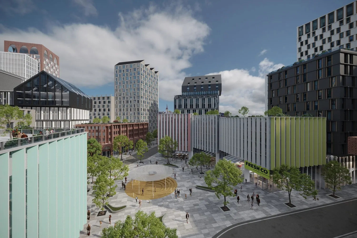Urban Mixed Use District — mixed-use 3D rendering by Praxis Studio