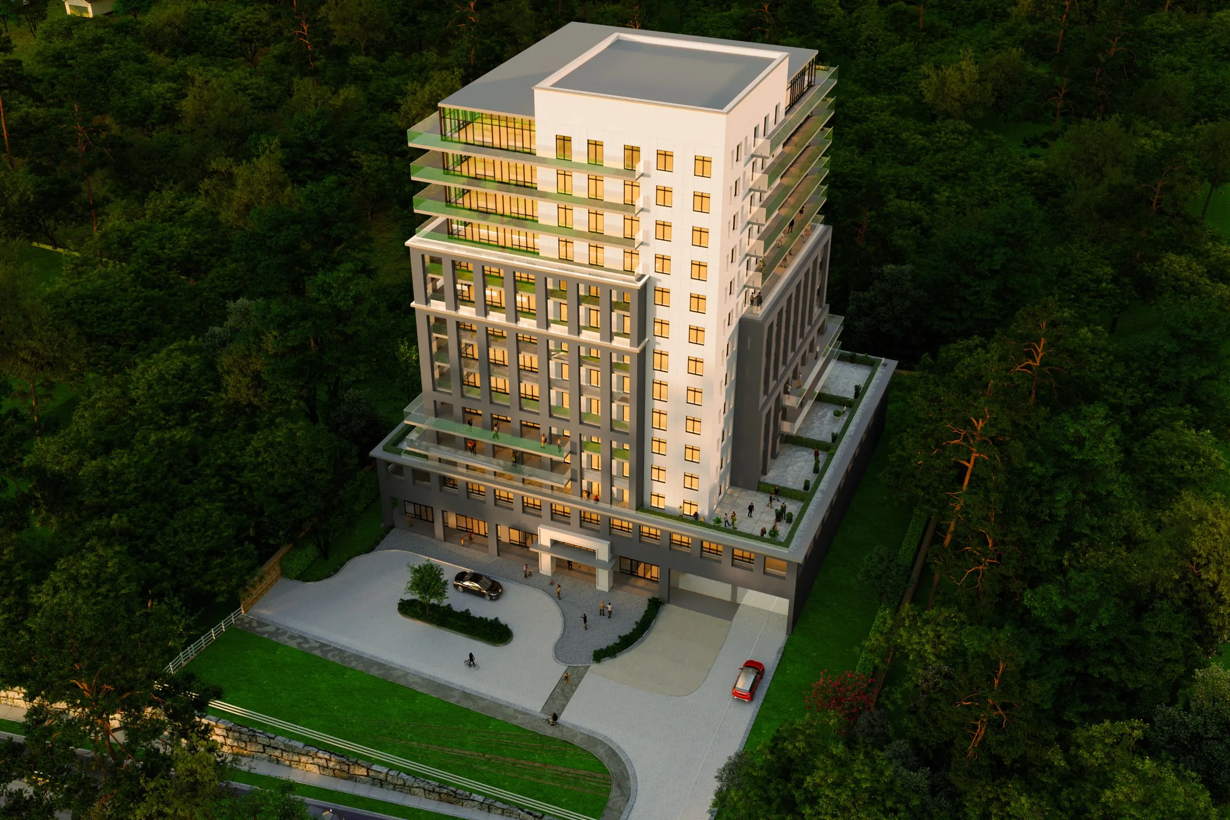 Bloomington Highrise Tower — commercial 3D rendering by Praxis Studio