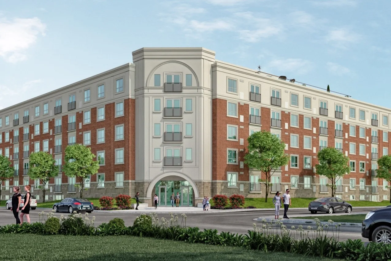 Brick Midrise Entrance — commercial architectural visualization, view 2