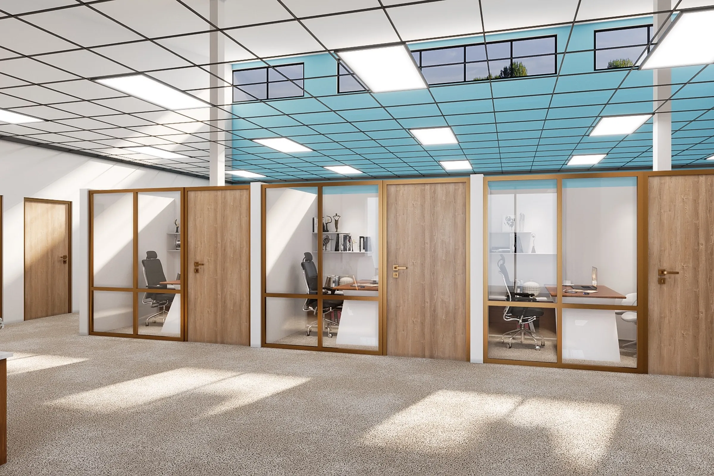 Corporate Office Suites — commercial 3D rendering by Praxis Studio