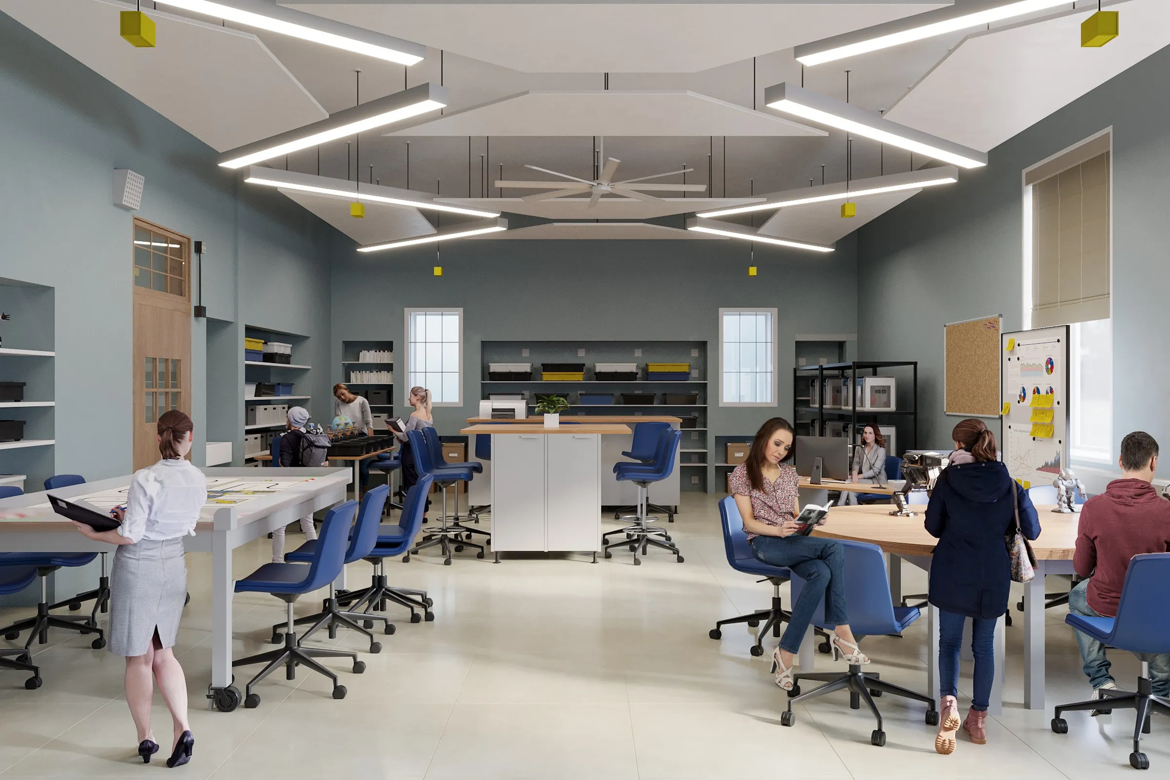 Goff Middle School Interior — commercial 3D rendering by Praxis Studio