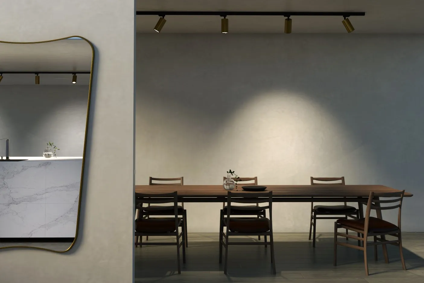 Mic Minimalist Interior — commercial 3D rendering by Praxis Studio