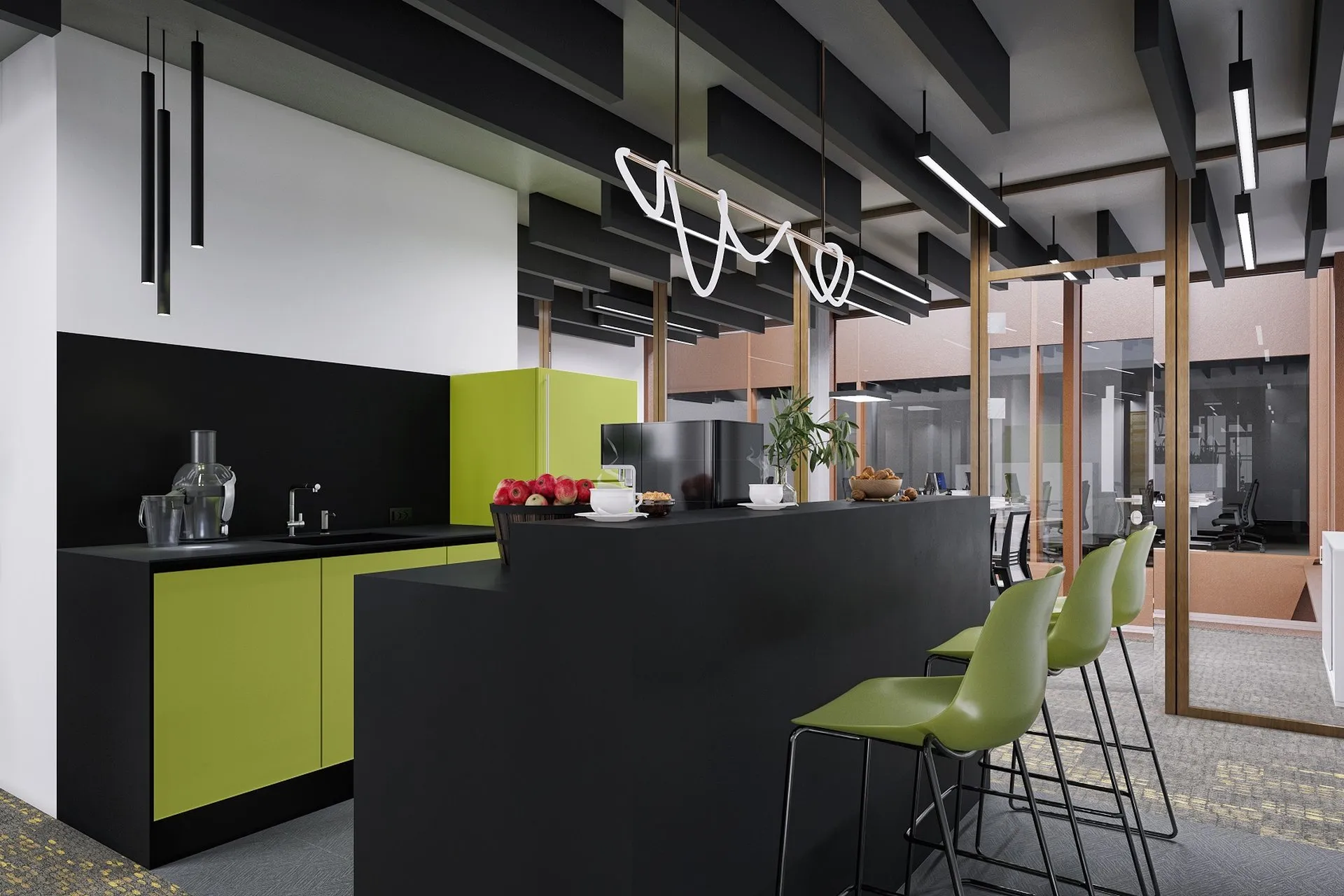 Modern Open Plan Office — Case Study — commercial interior design visualization detail 2
