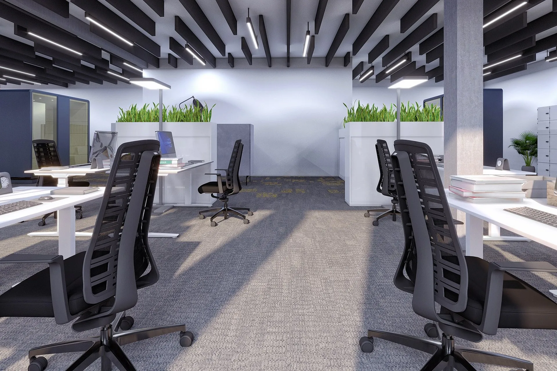 Modern Open Plan Office — Case Study — commercial interior design visualization detail 5