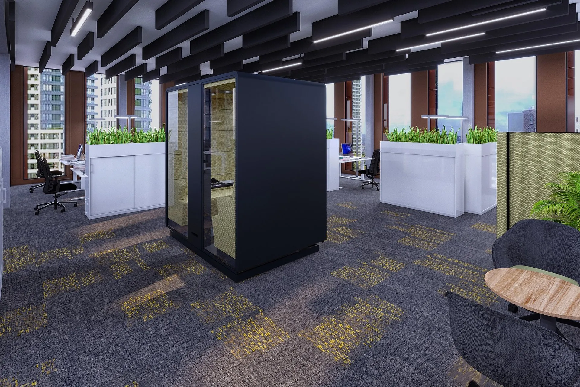 Modern Open Plan Office — Case Study — commercial interior design visualization detail 6
