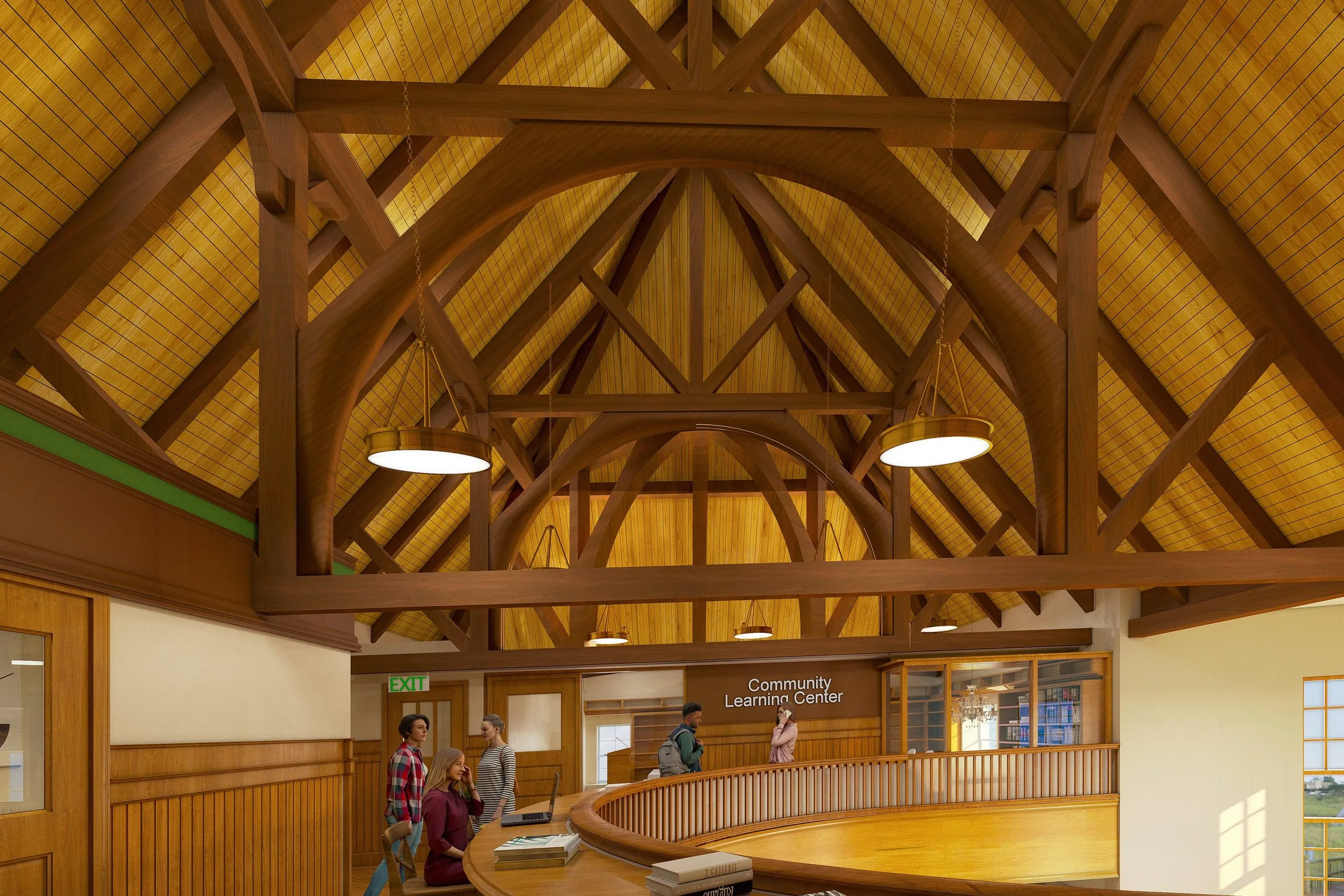 Timber Frame Learning Center — commercial 3D rendering by Praxis Studio