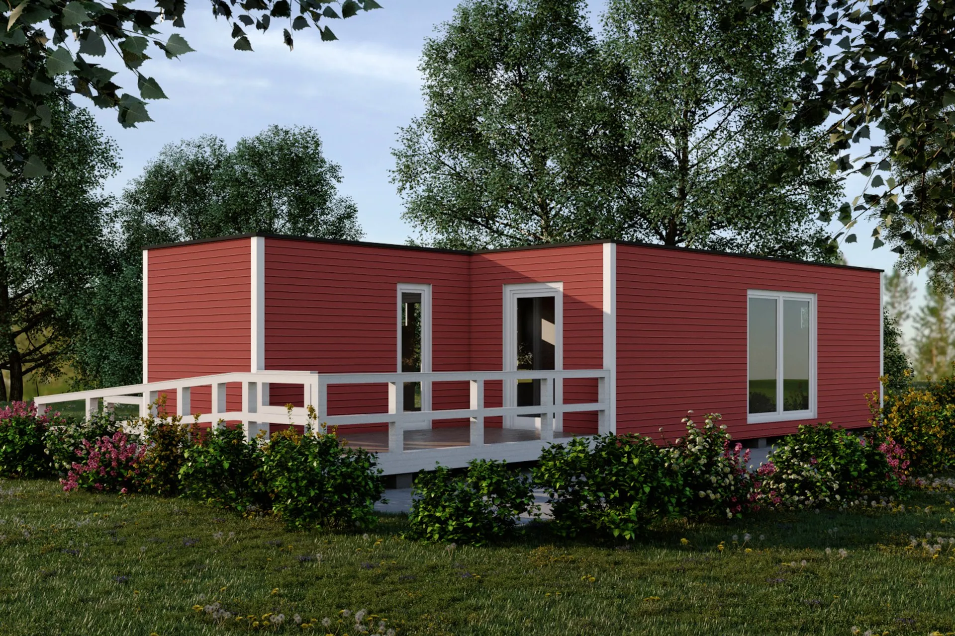 Bjorn Red Modular House — residential architectural visualization, view 1