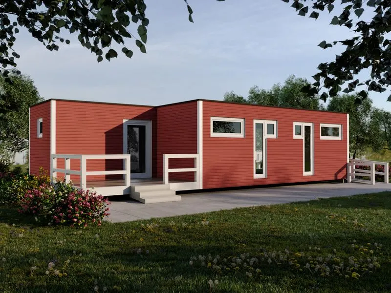 Bjorn Red Modular House — residential 3D rendering