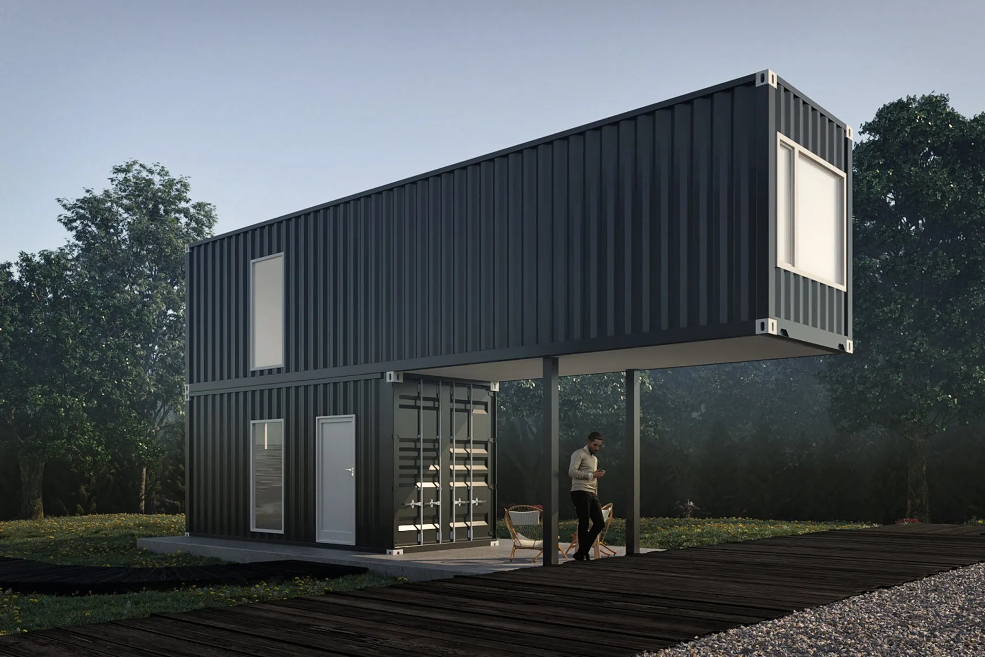 Lugnet Xl Stacked Container — residential architectural visualization, view 1