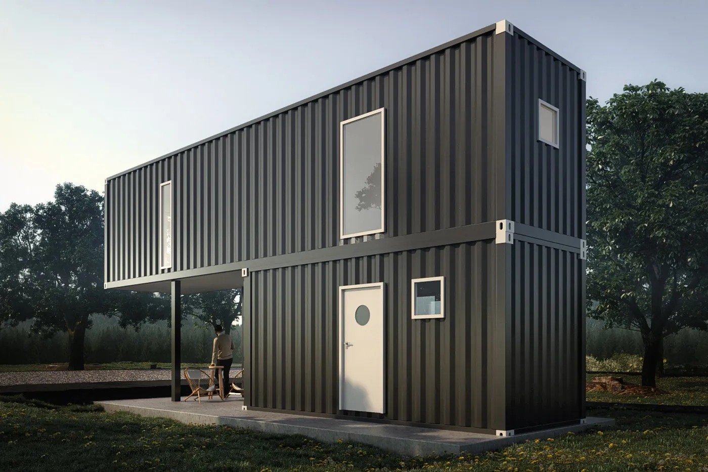 Lugnet Xl Stacked Container — residential 3D rendering by Praxis Studio