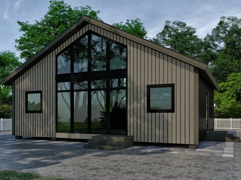 Modern Barn Cabin — residential 3D rendering