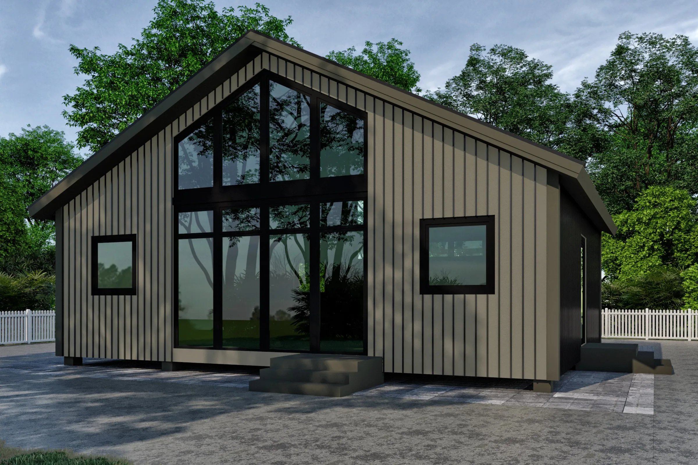 Modern Barn Cabin — residential 3D rendering by Praxis Studio