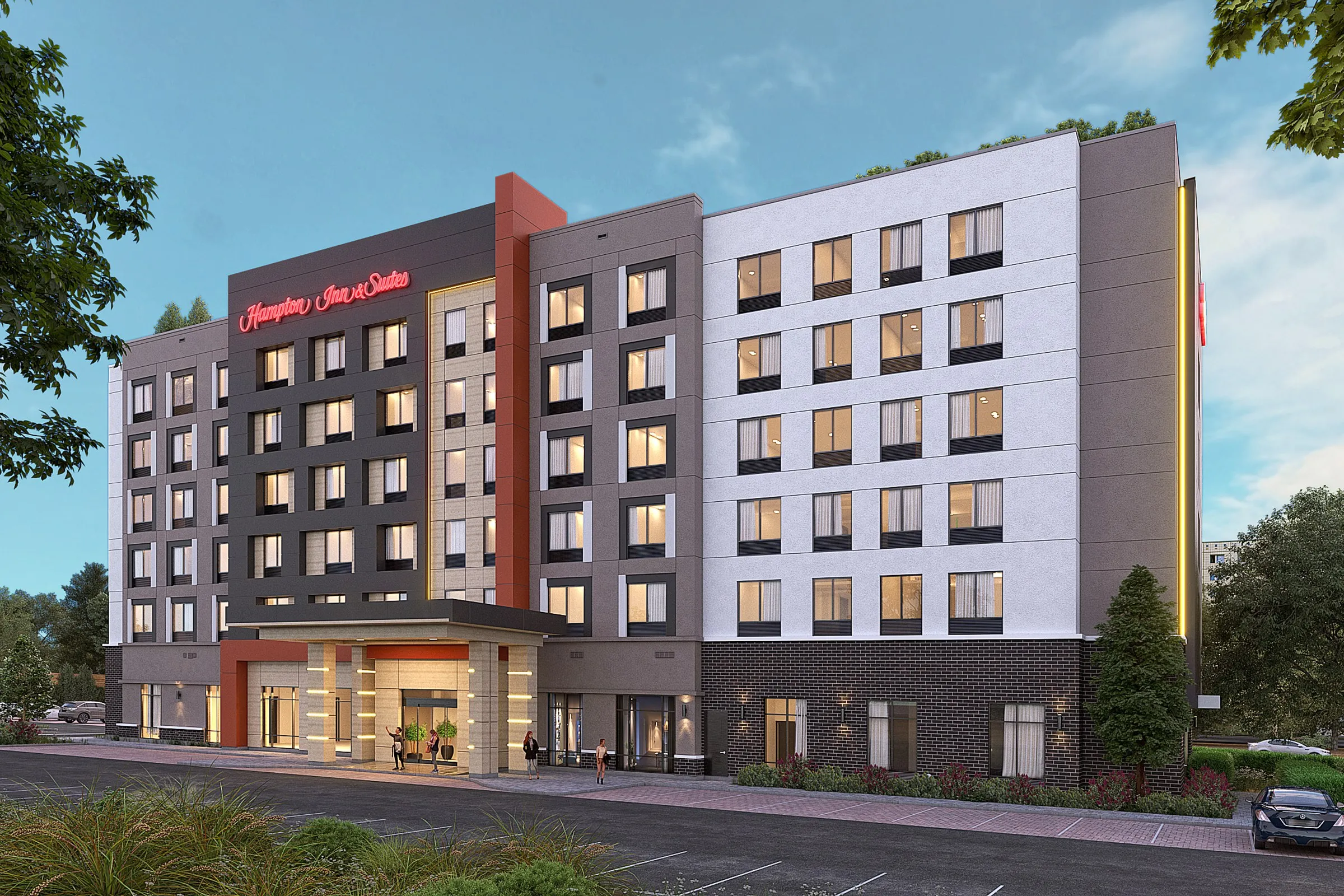 Hampton Inn Suites Hotel — hospitality 3D rendering by Praxis Studio