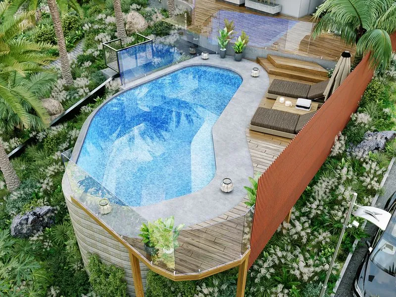 Tropical Resort Pool Villa — hospitality 3D rendering