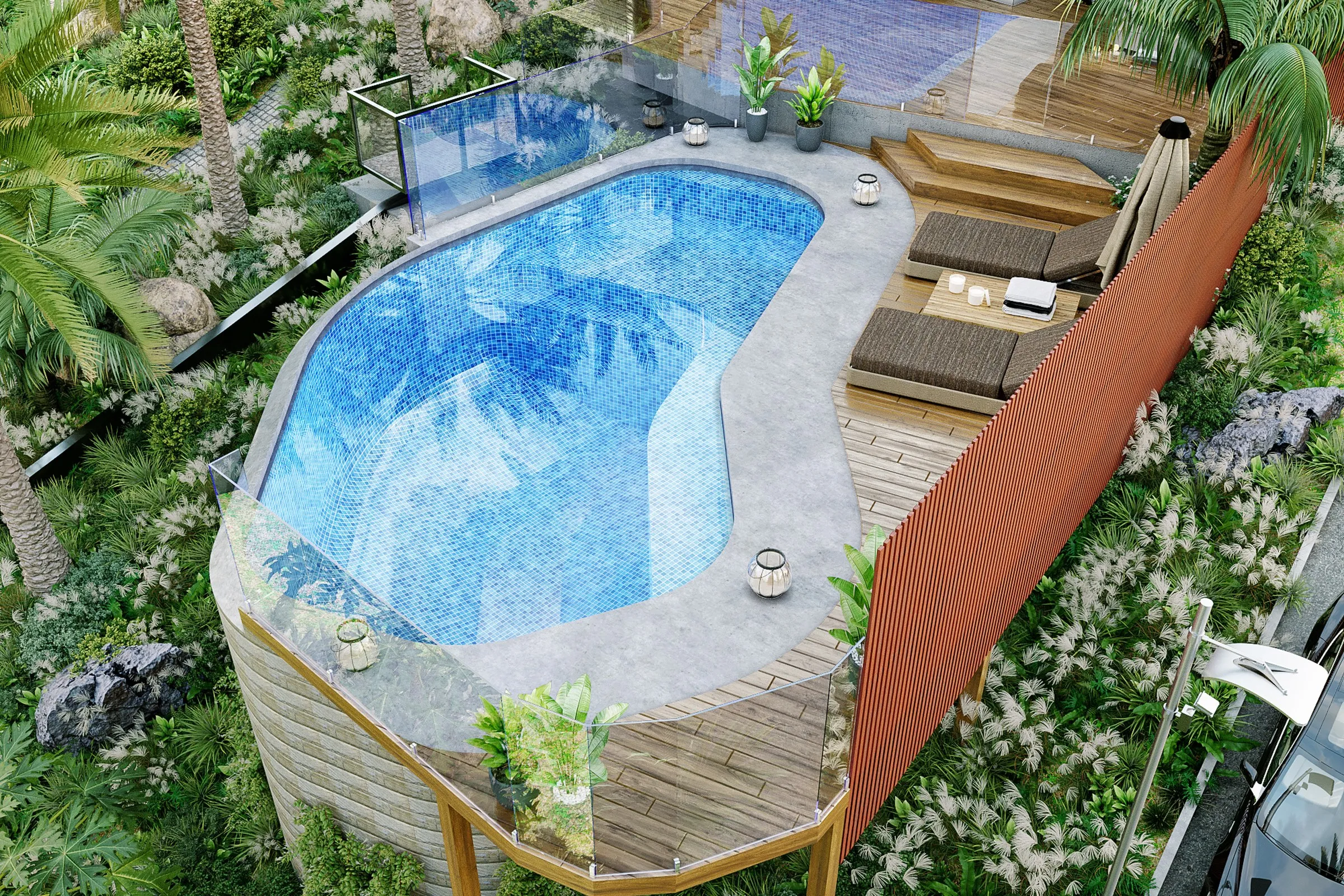 Tropical Resort Pool Villa — hospitality 3D rendering by Praxis Studio