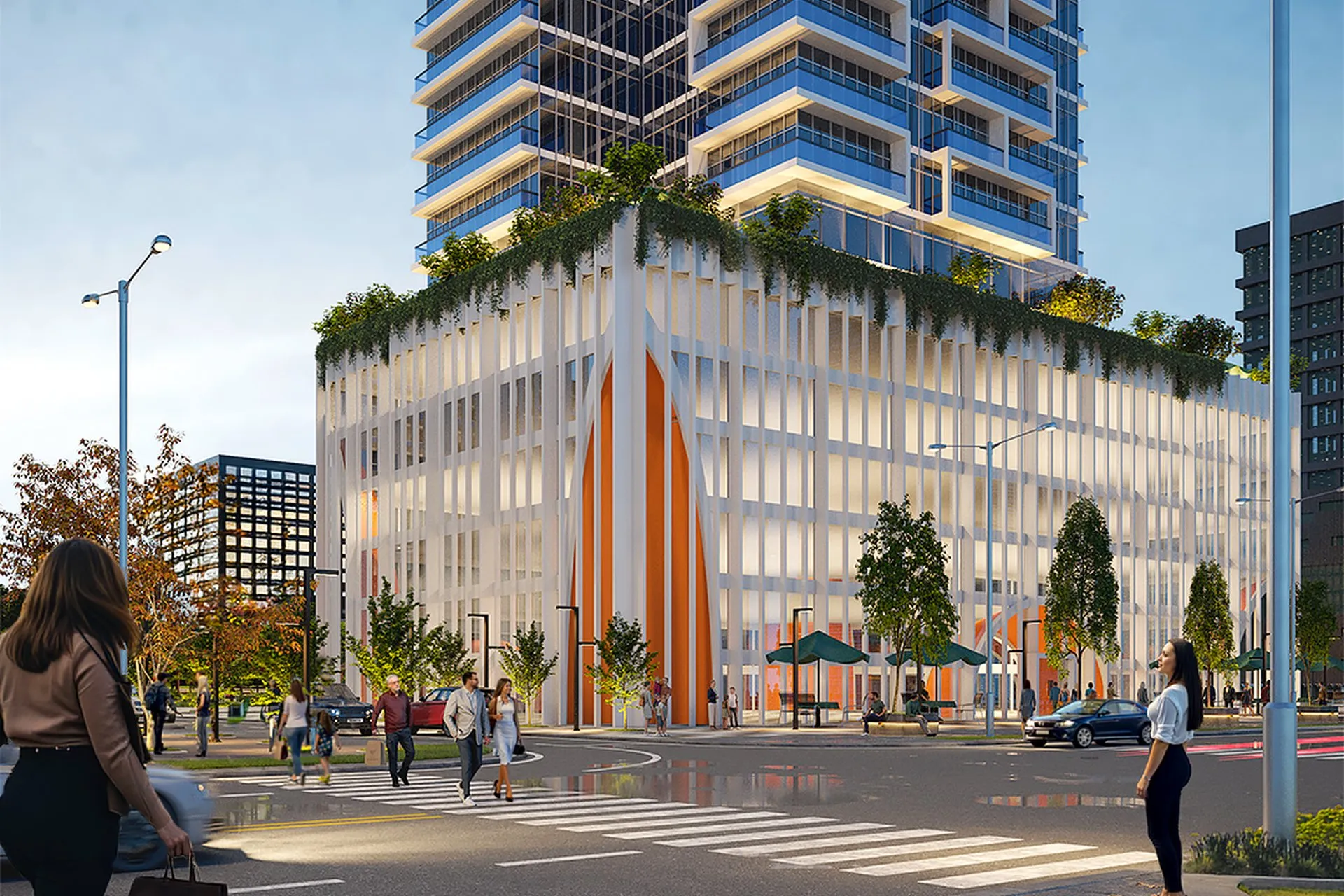 Urban Tower Mixed Use Hotel — hospitality architectural visualization, view 1