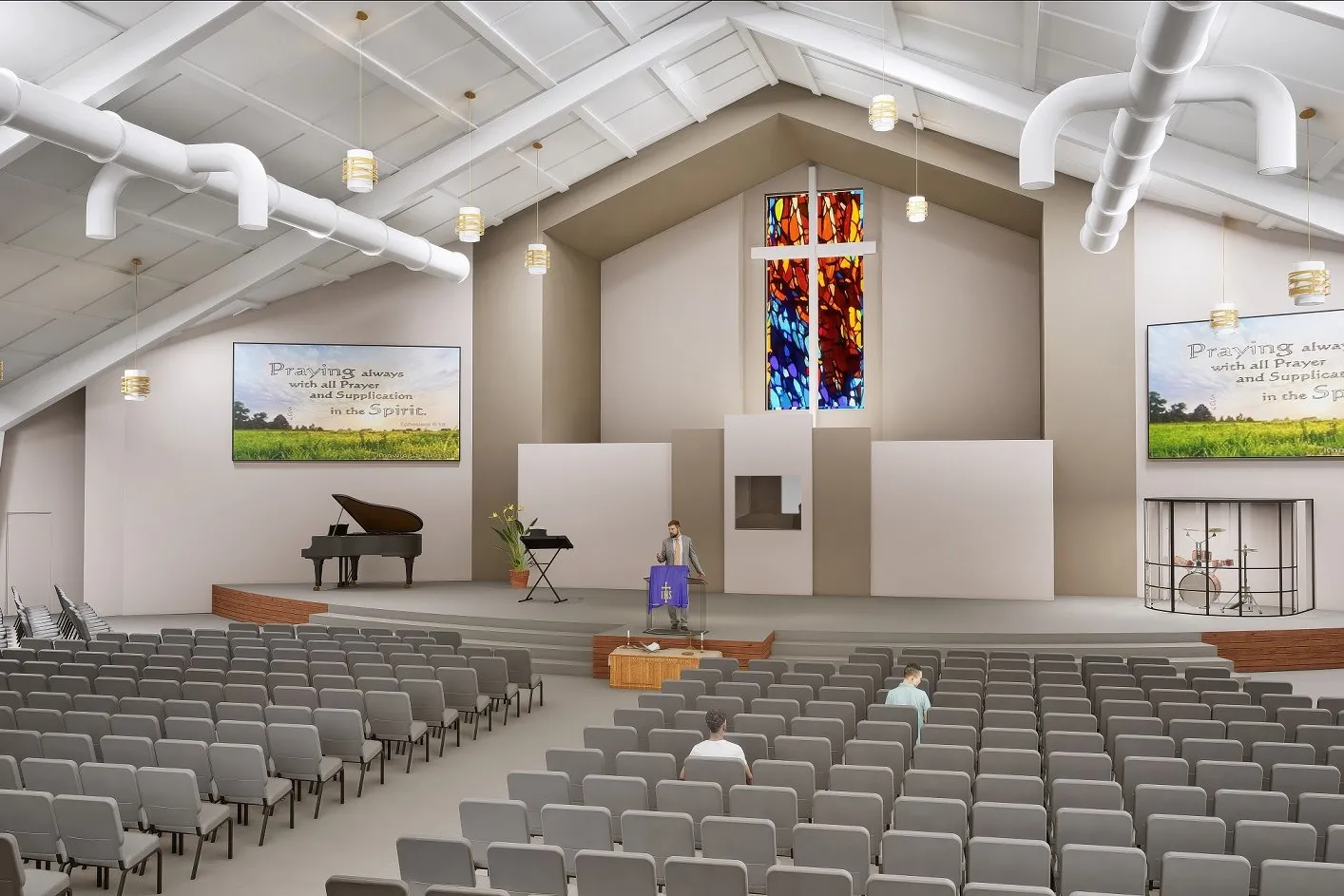 2 Church Sanctuary — hospitality 3D rendering by Praxis Studio