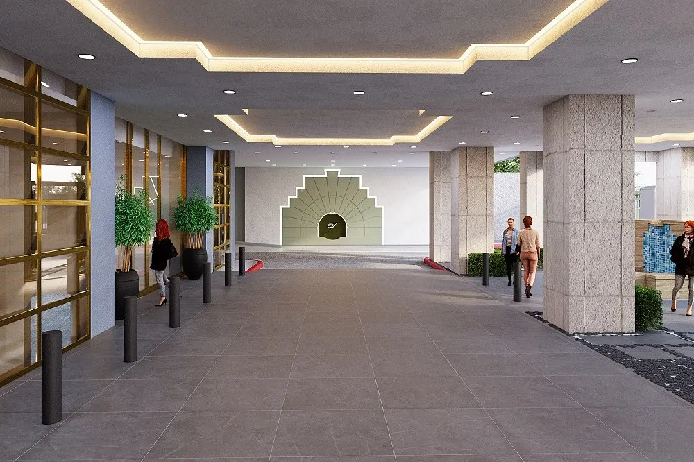 30 Hotel Entrance Lobby — hospitality 3D rendering by Praxis Studio