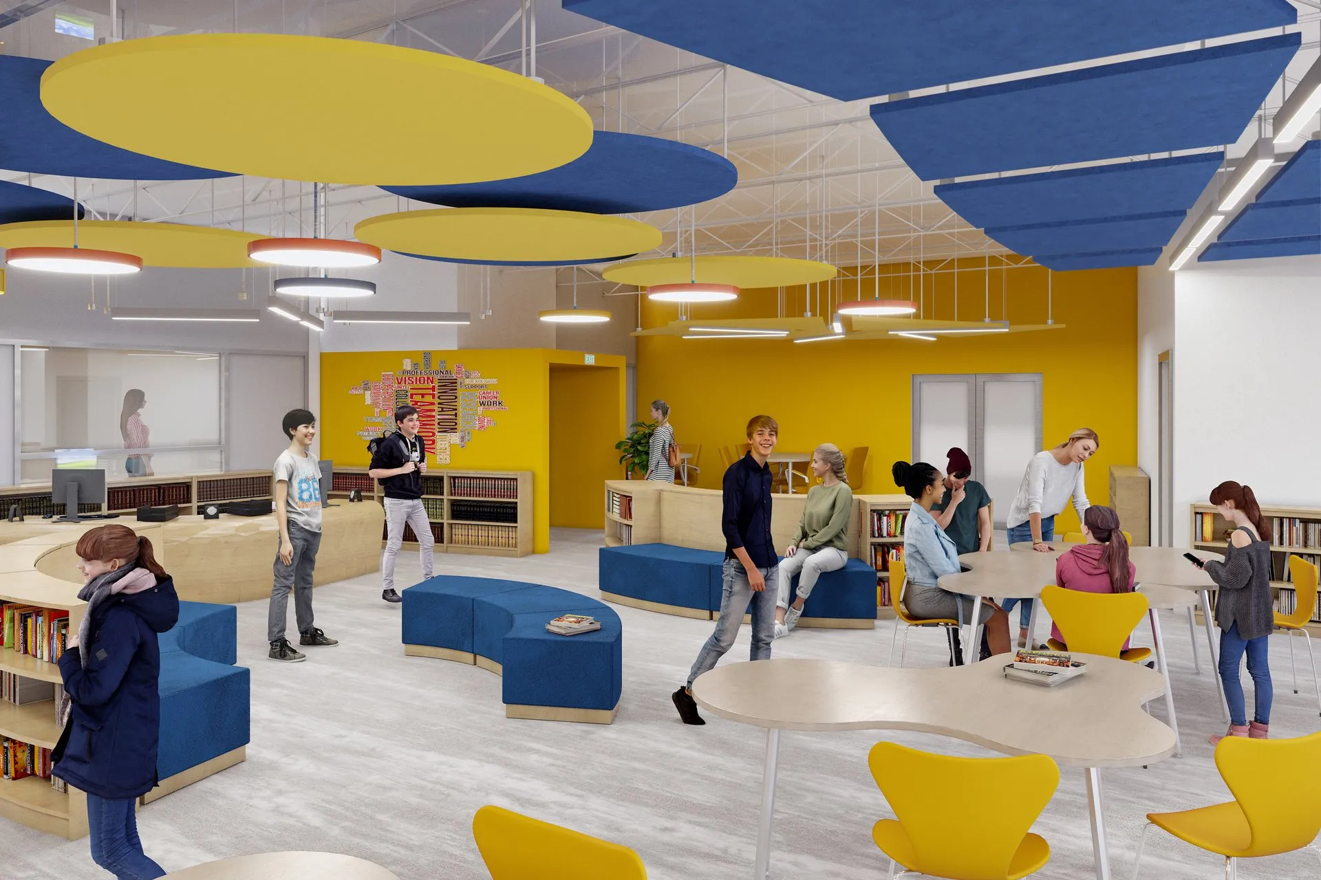 66 Middle School Interiors — hospitality architectural visualization, view 1