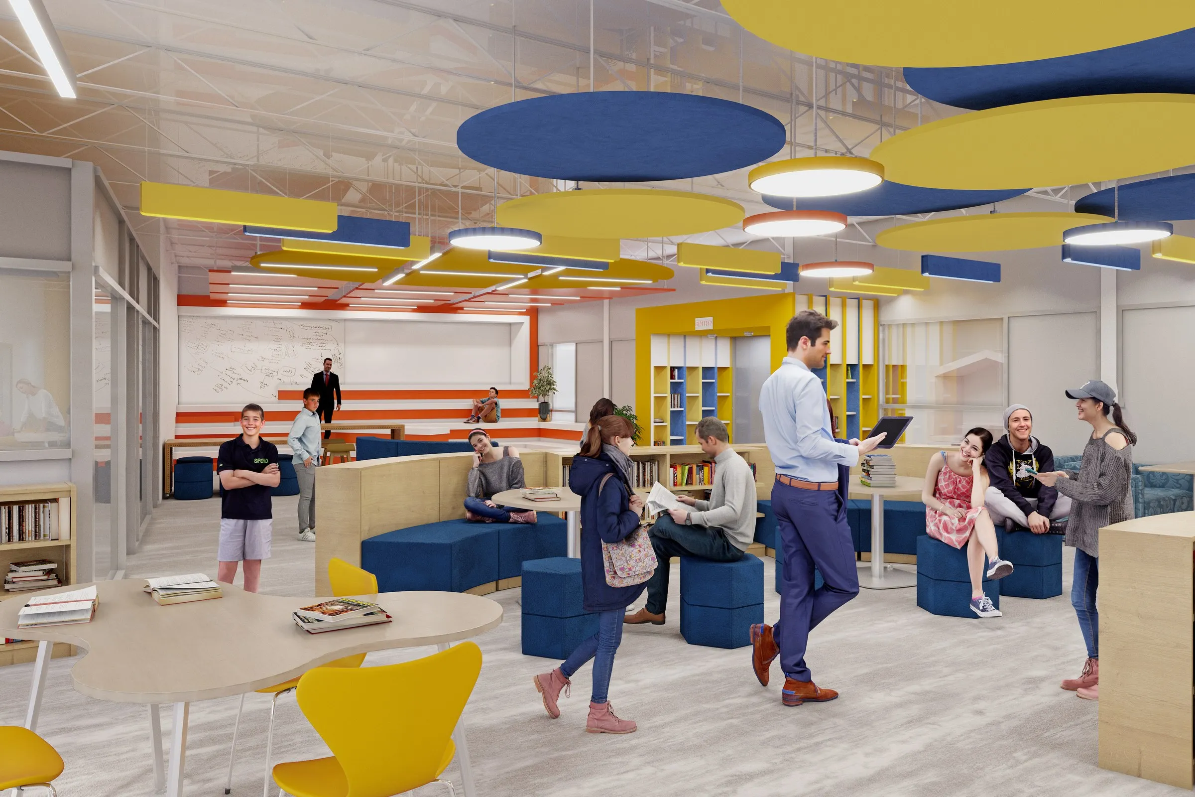 66 Middle School Interiors — hospitality 3D rendering by Praxis Studio