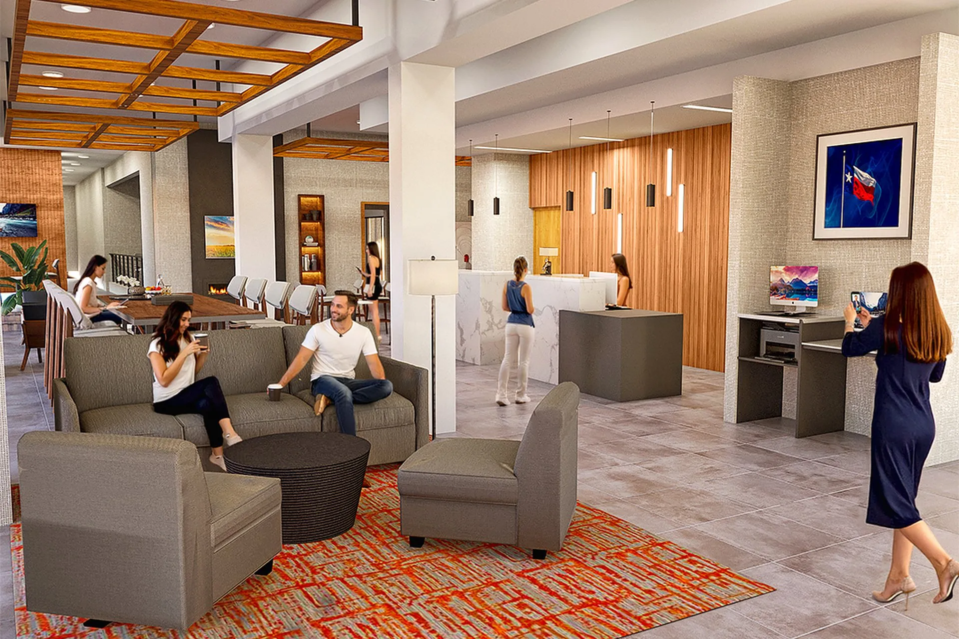 82 Hotel Lobby — hospitality architectural visualization, view 1