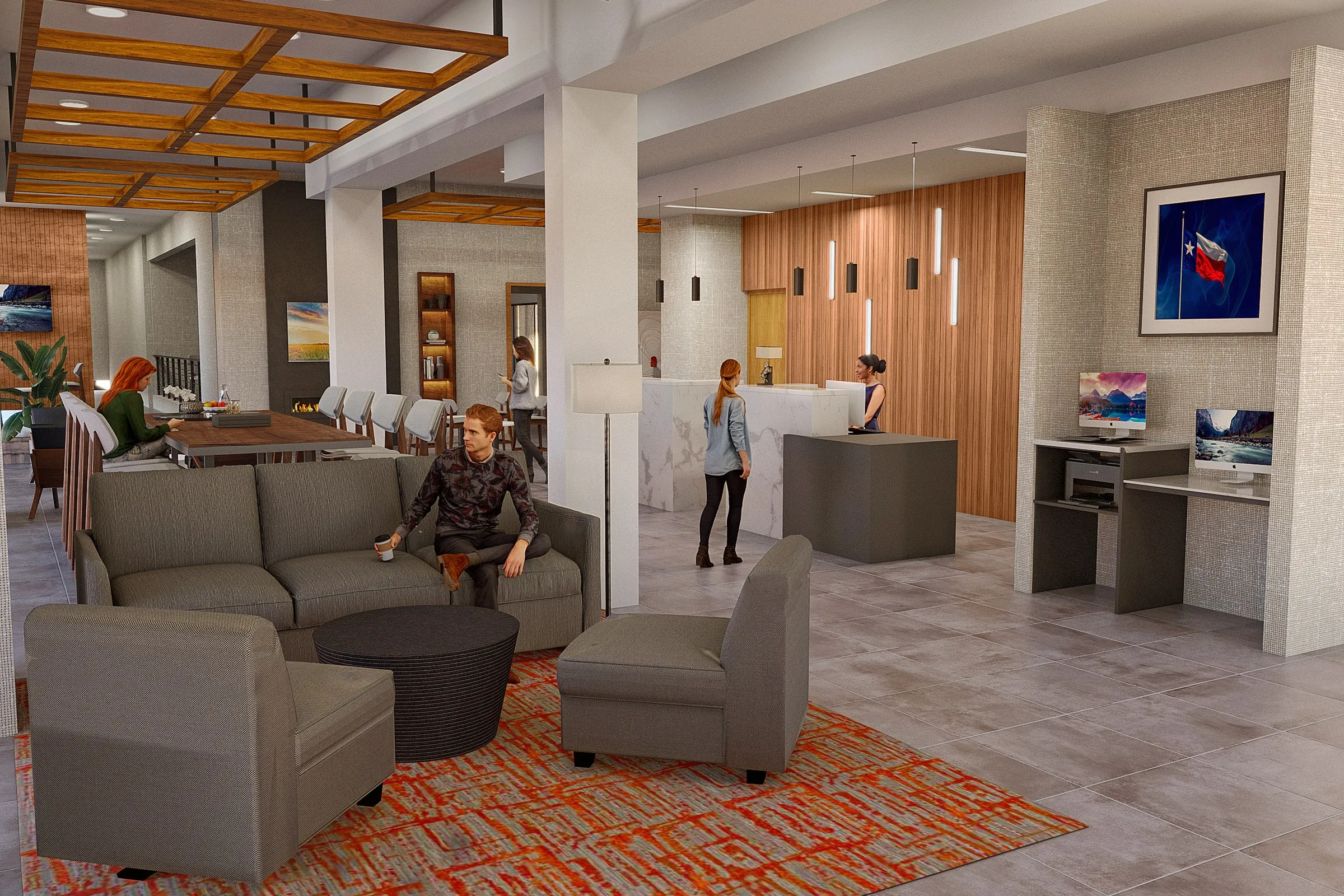 82 Hotel Lobby — hospitality 3D rendering by Praxis Studio