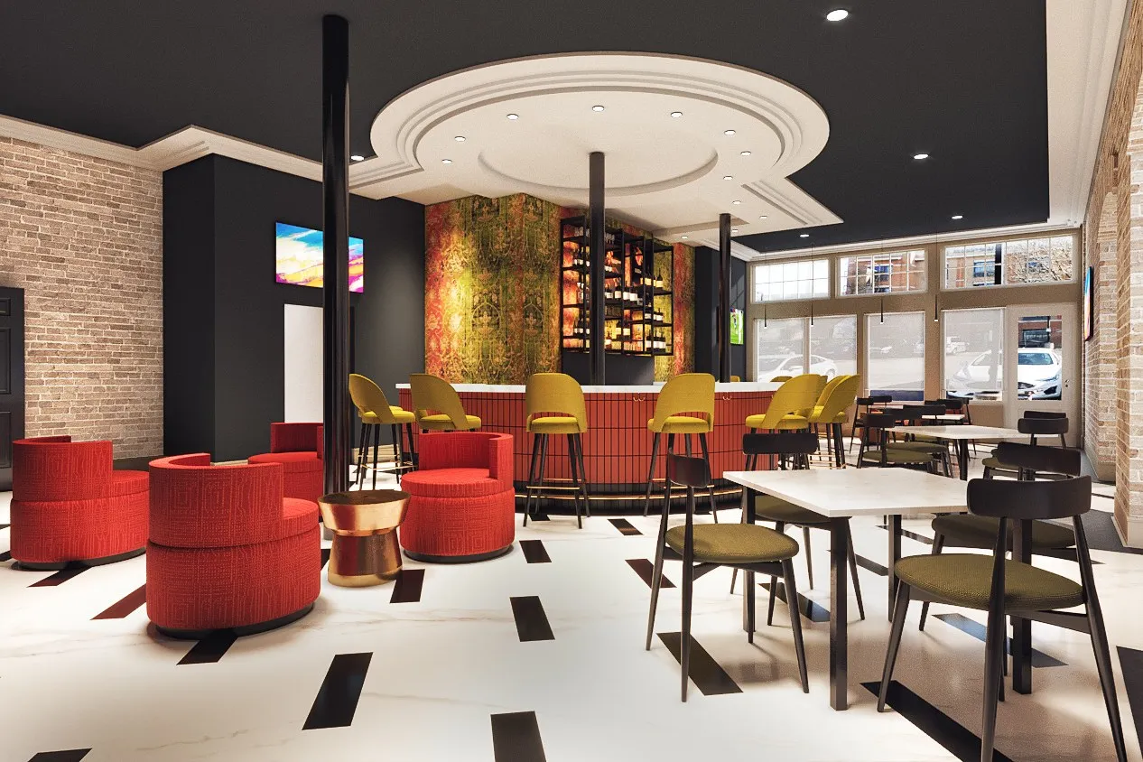 Eclectic Bar Lounge — hospitality 3D rendering by Praxis Studio