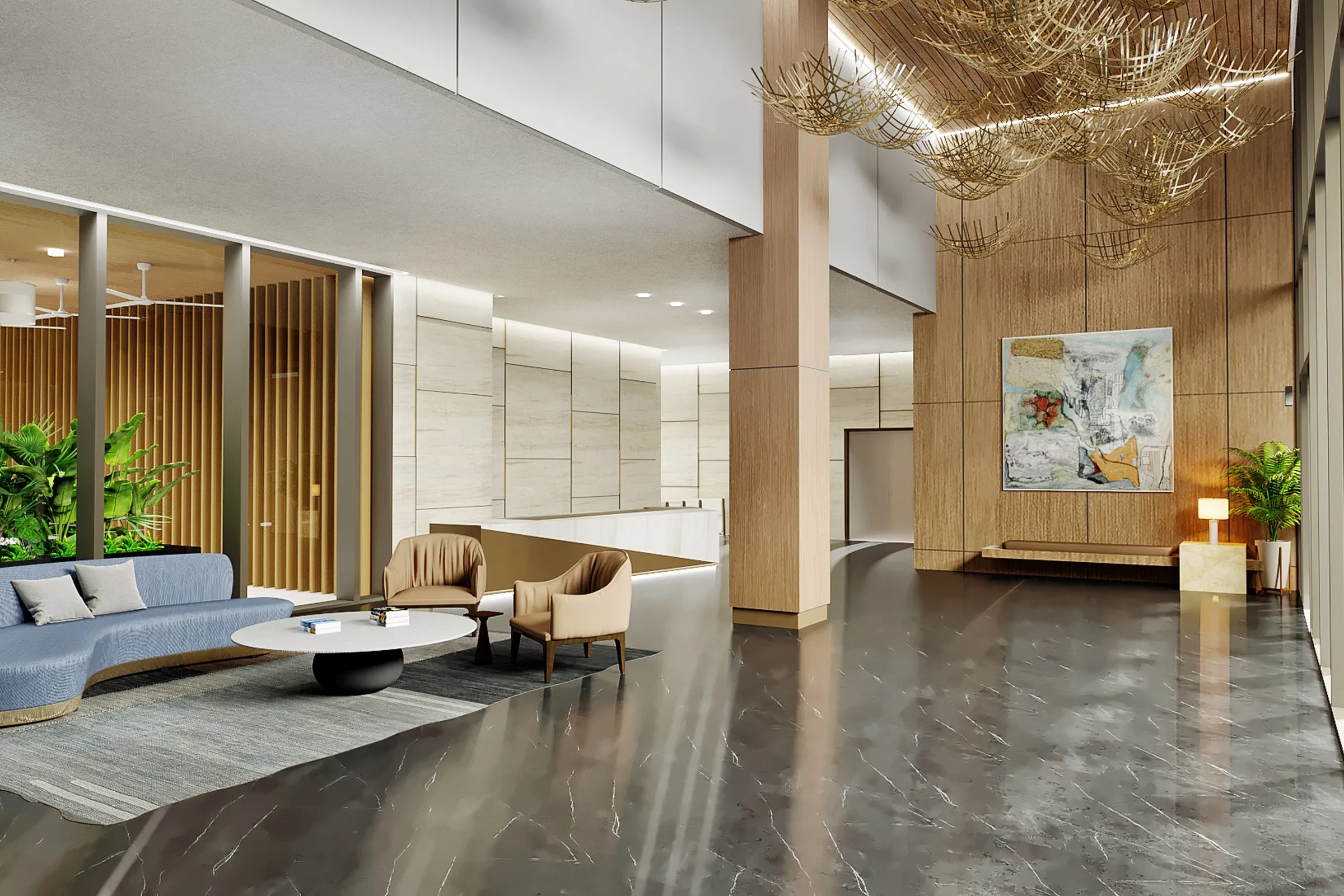 Luxury Hotel Lobby — hospitality 3D rendering by Praxis Studio