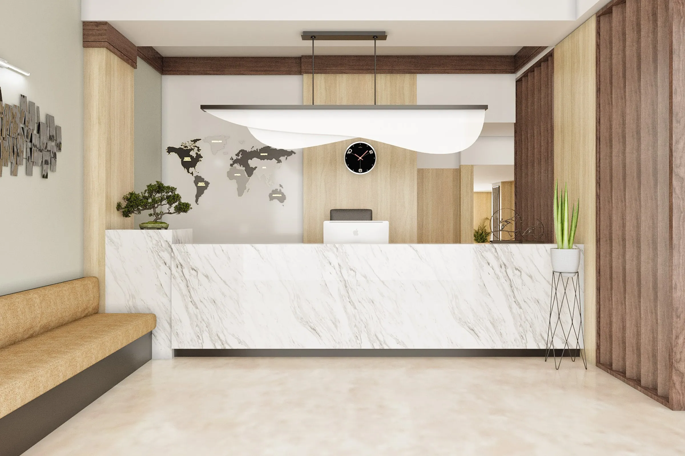 Reception Hotel Desk — hospitality 3D rendering by Praxis Studio