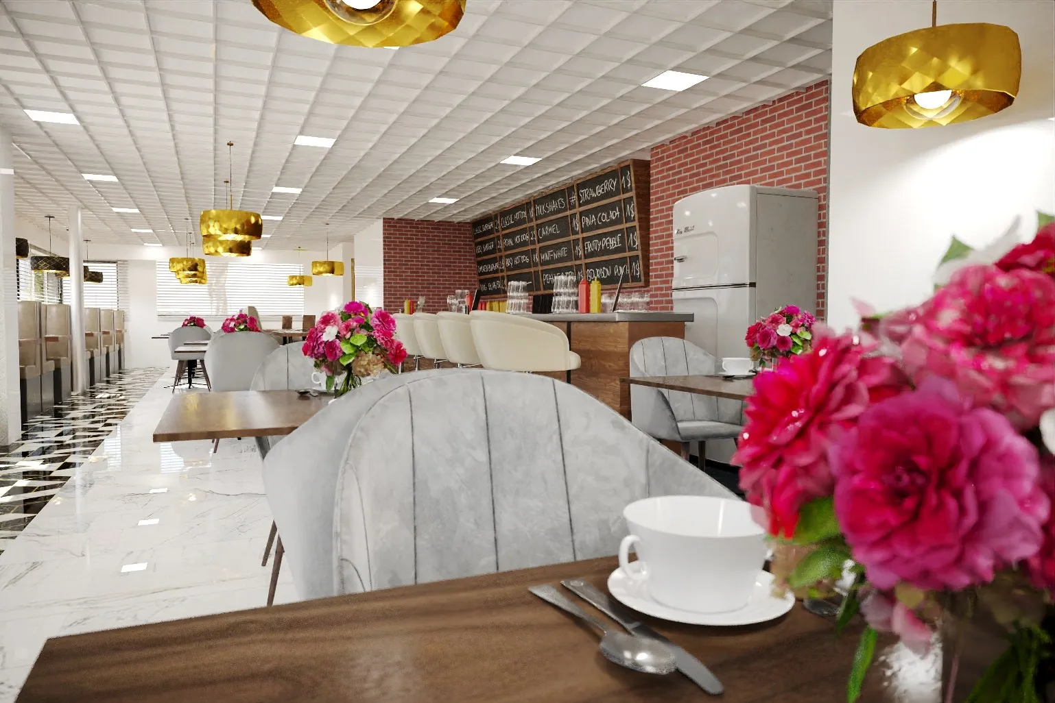 Retro Diner — hospitality 3D rendering by Praxis Studio