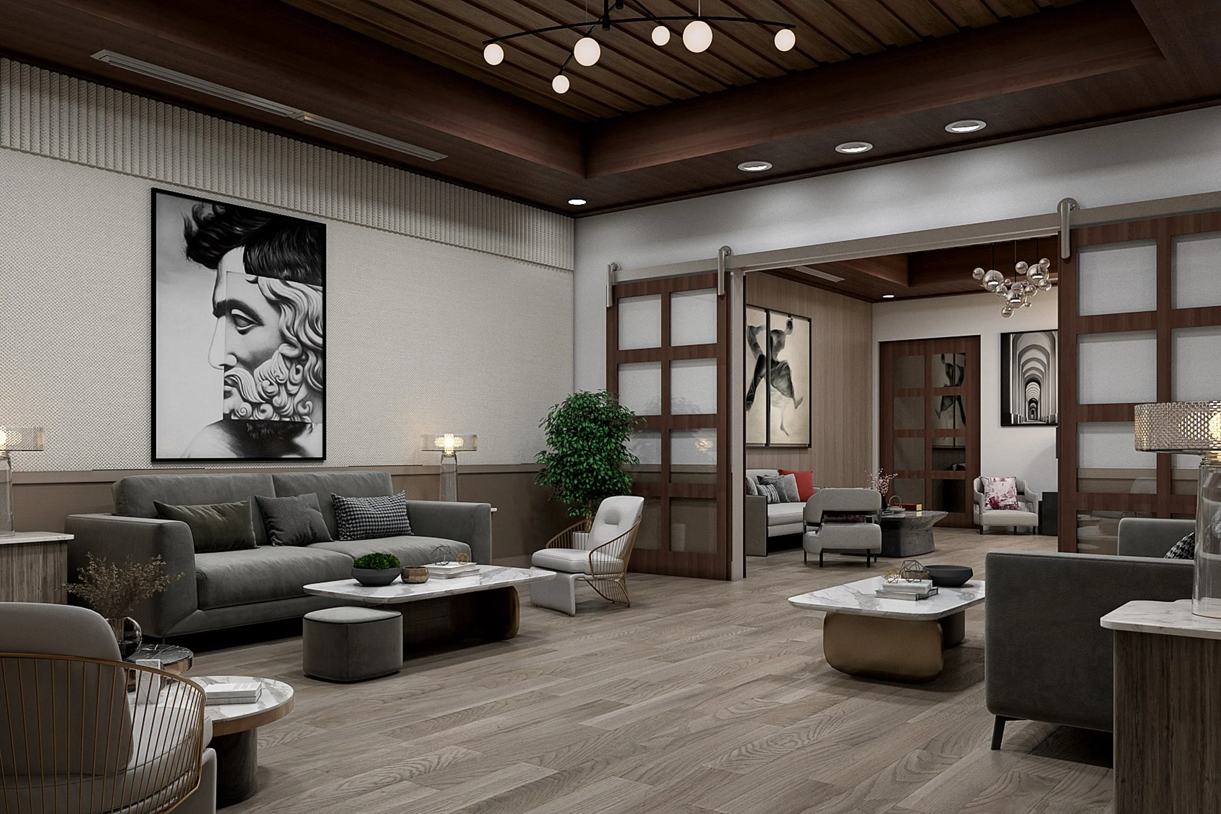 Standard Venue Lounge — hospitality 3D rendering by Praxis Studio