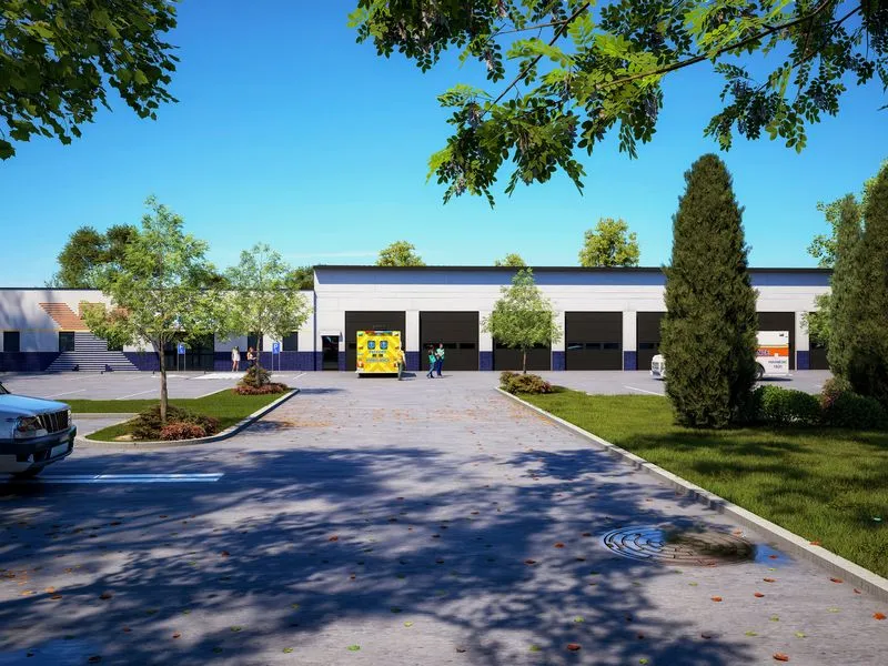 Project 100 Fire Station — institutional 3D rendering