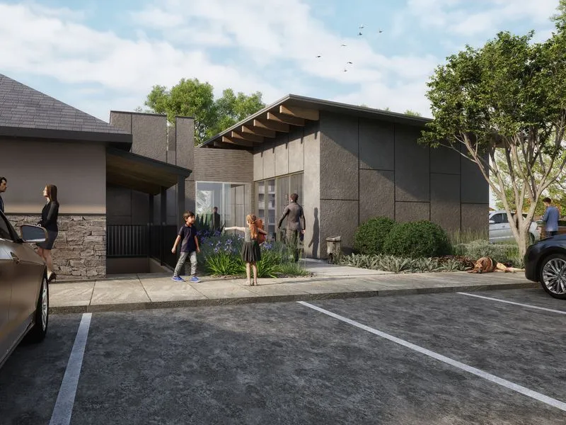 Project 106 Community Building — institutional 3D rendering