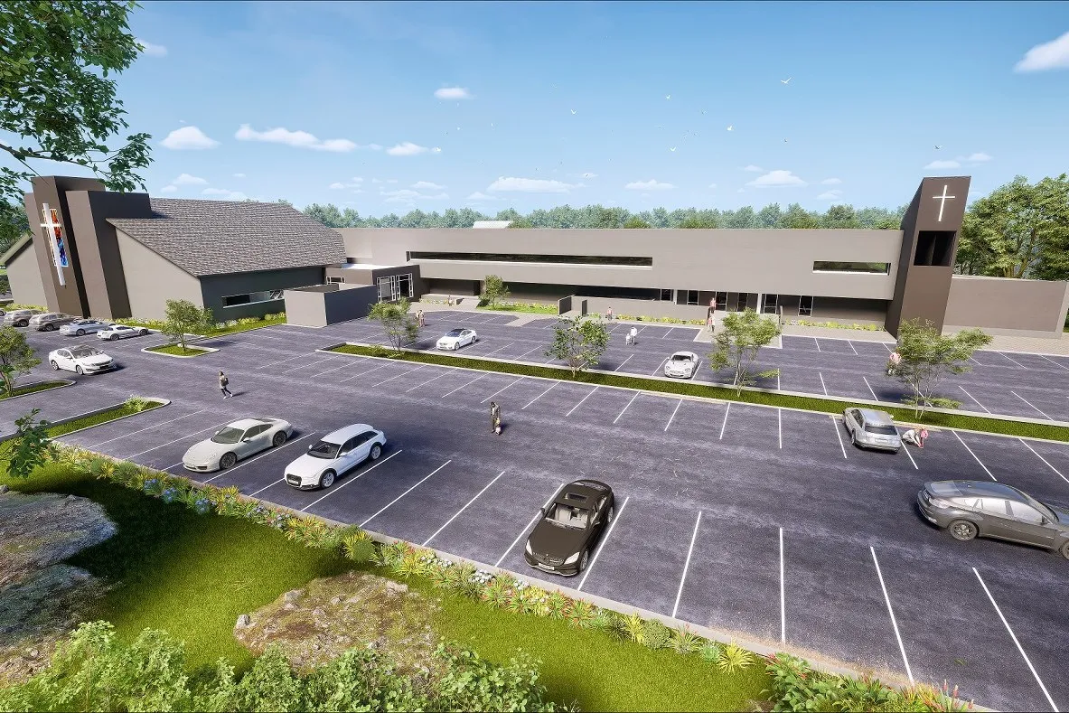 Project Contemporary Megachurch Dark — institutional 3D rendering by Praxis Studio