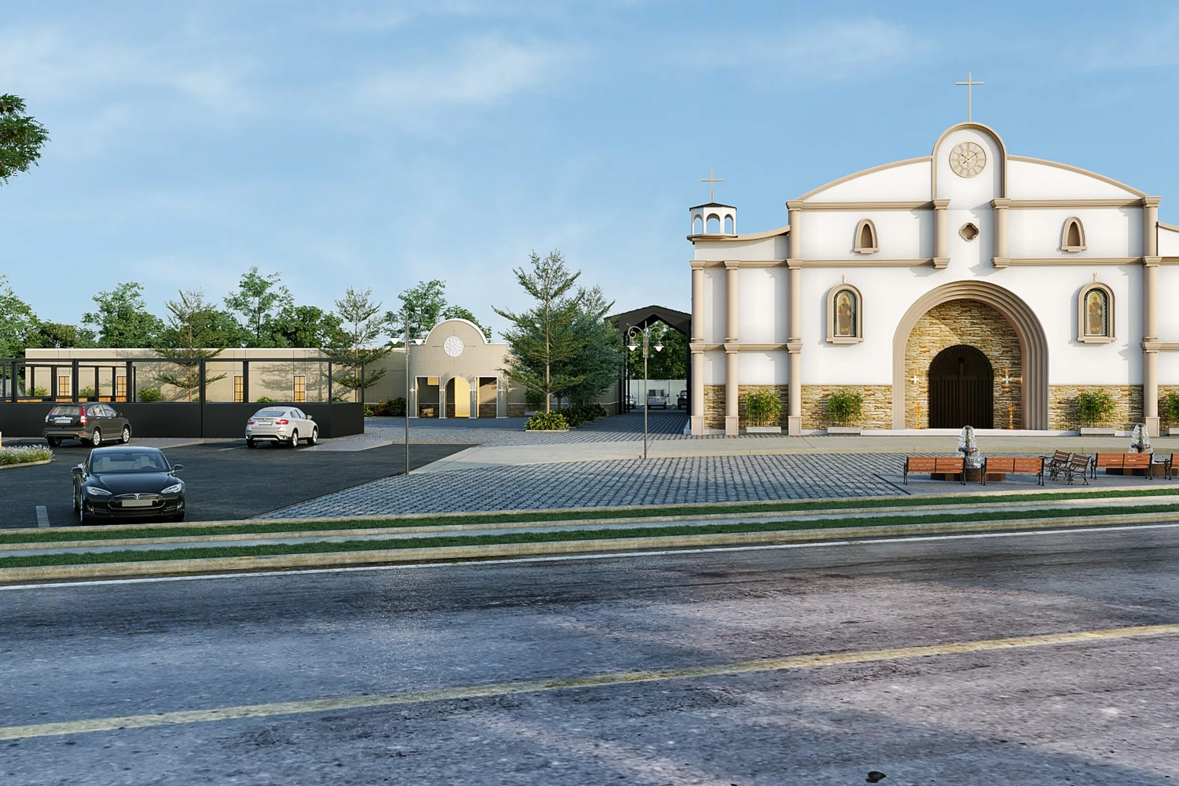 Project David Parish Hall — institutional 3D rendering by Praxis Studio