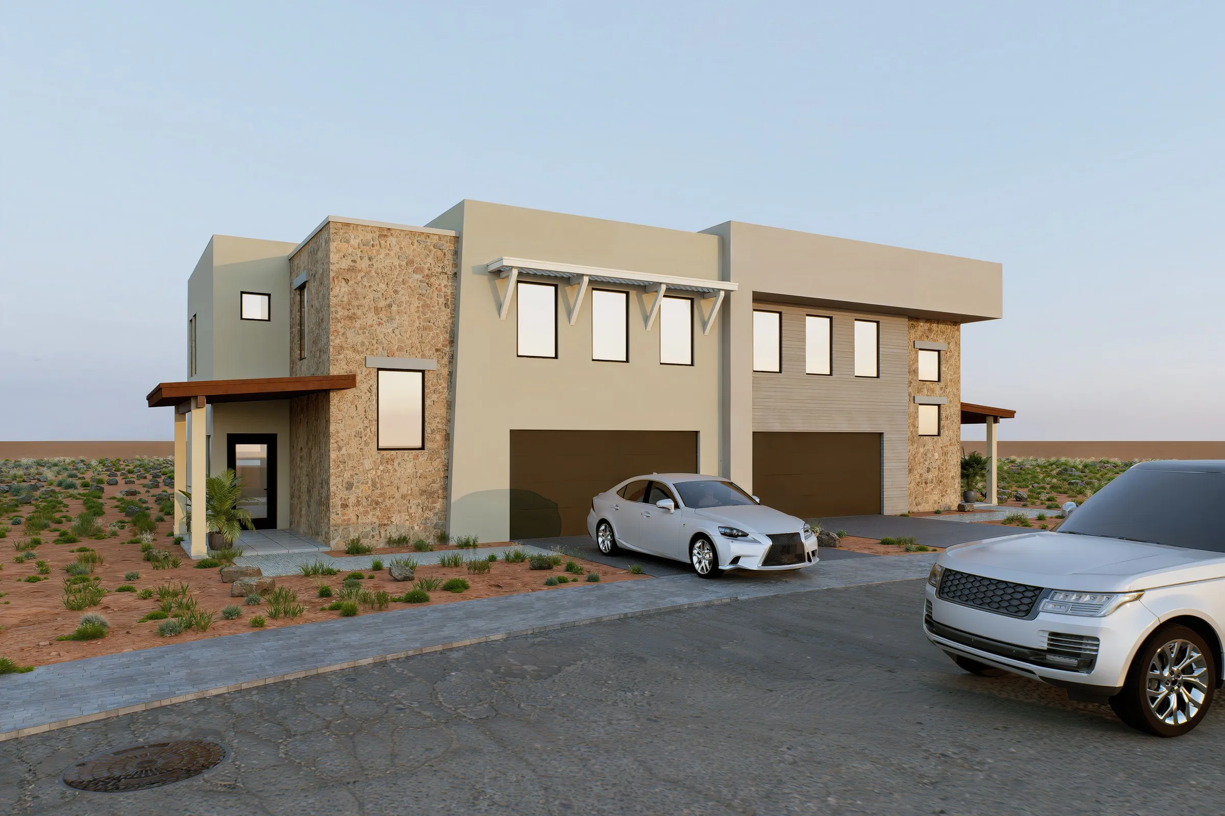 Project Desert Office — institutional 3D rendering by Praxis Studio